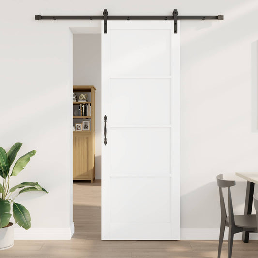 Csúszó ajtó Fehér és Fekete 83 x 232 cm Tömör Fenyőfa
