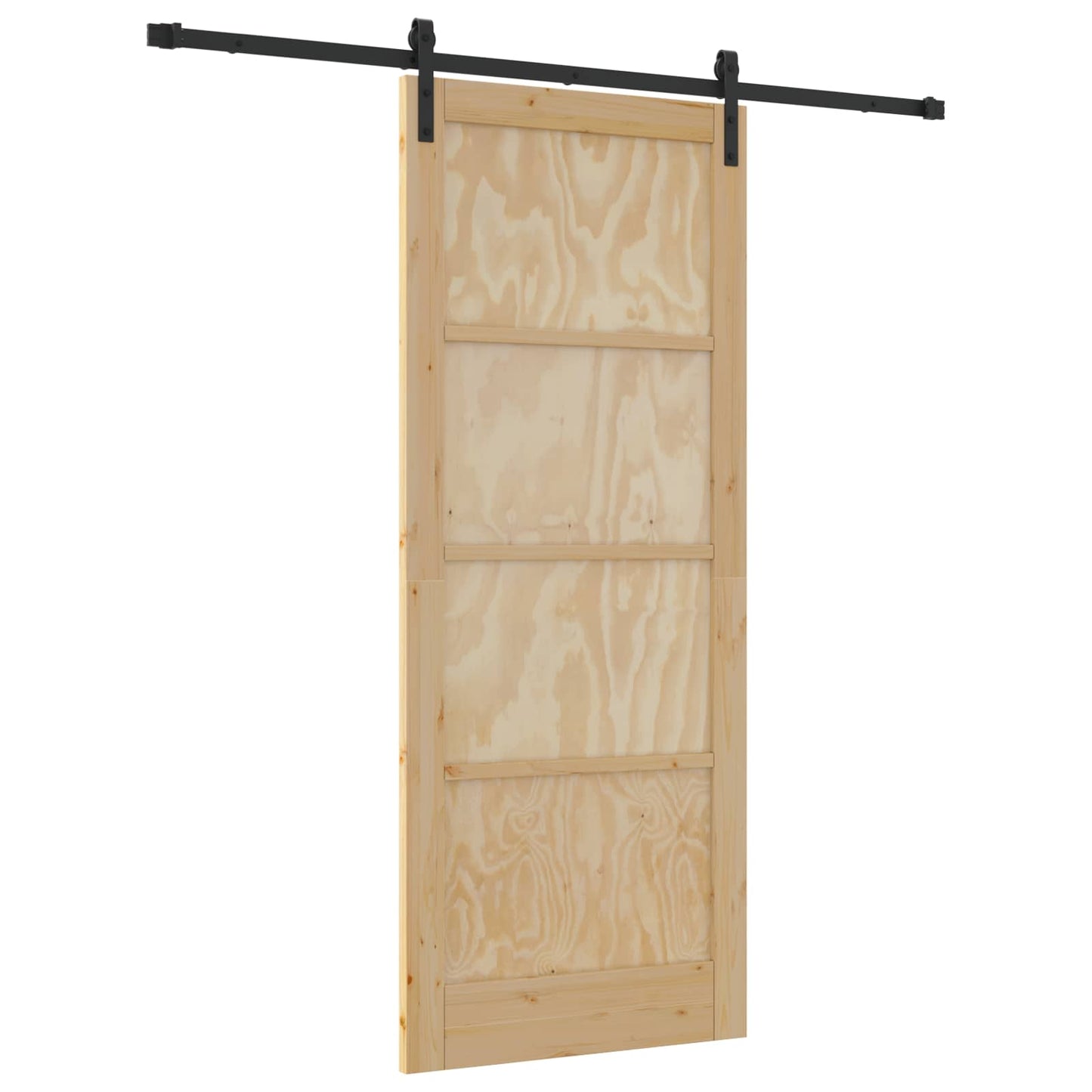 Csúszó ajtó Természetes és Fekete 86 x 211 cm Tömör Fenyőfa