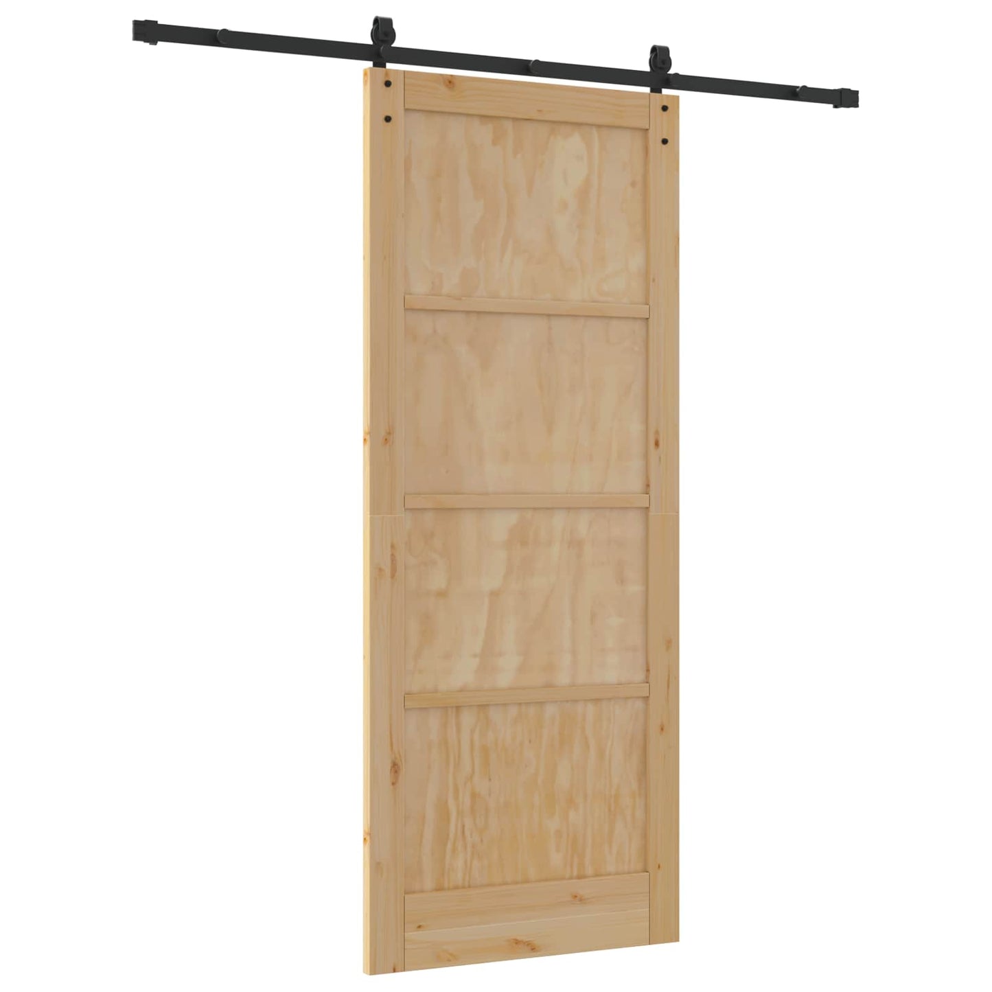 Csúszó ajtó Természetes és Fekete 86 x 211 cm Tömör Fenyőfa