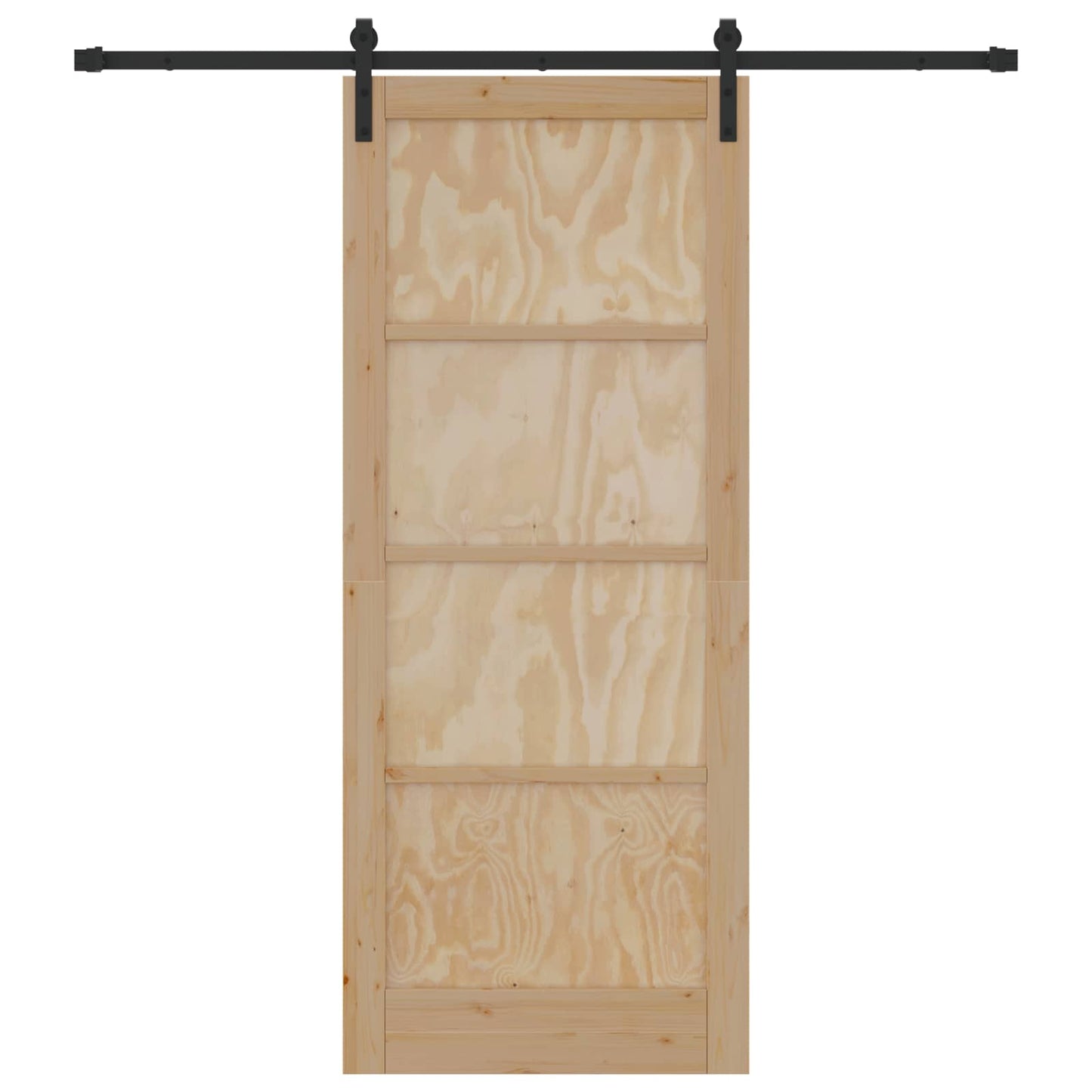 Csúszó ajtó Természetes és Fekete 86 x 211 cm Tömör Fenyőfa