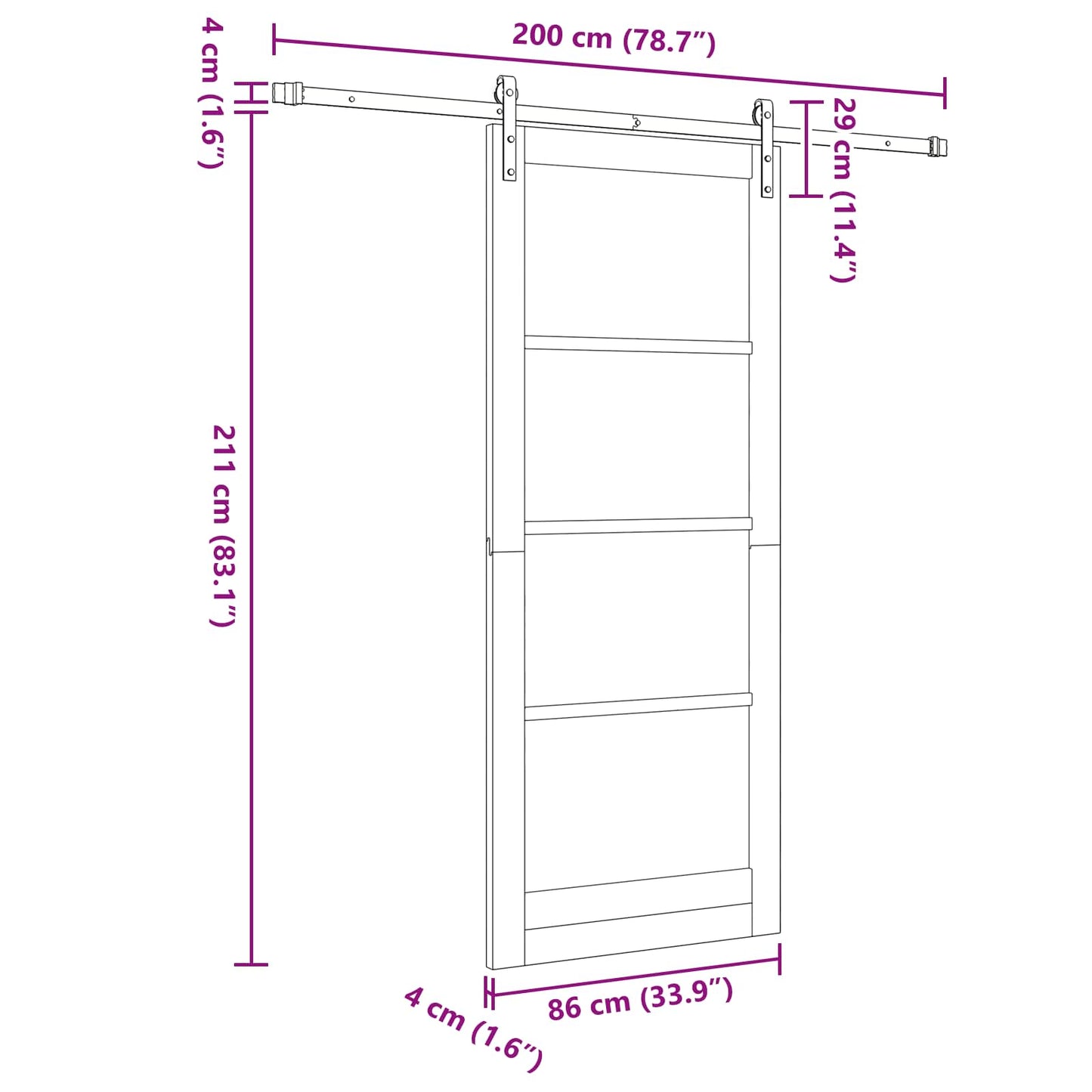 Csúszó ajtó Természetes és Fehér 86 x 211 cm Tömör Fenyőfa