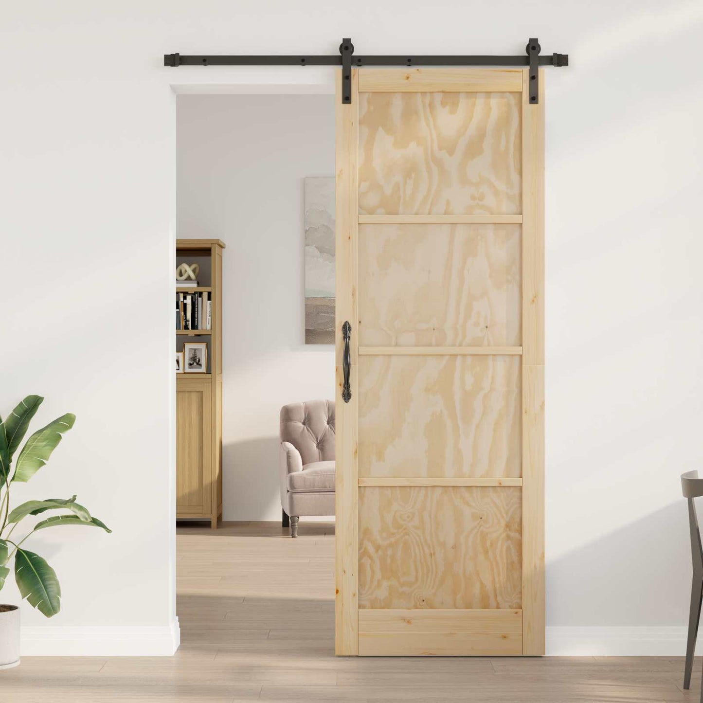 Csúszó ajtó Természetes 83 x 232 cm Tömör Fenyőfa