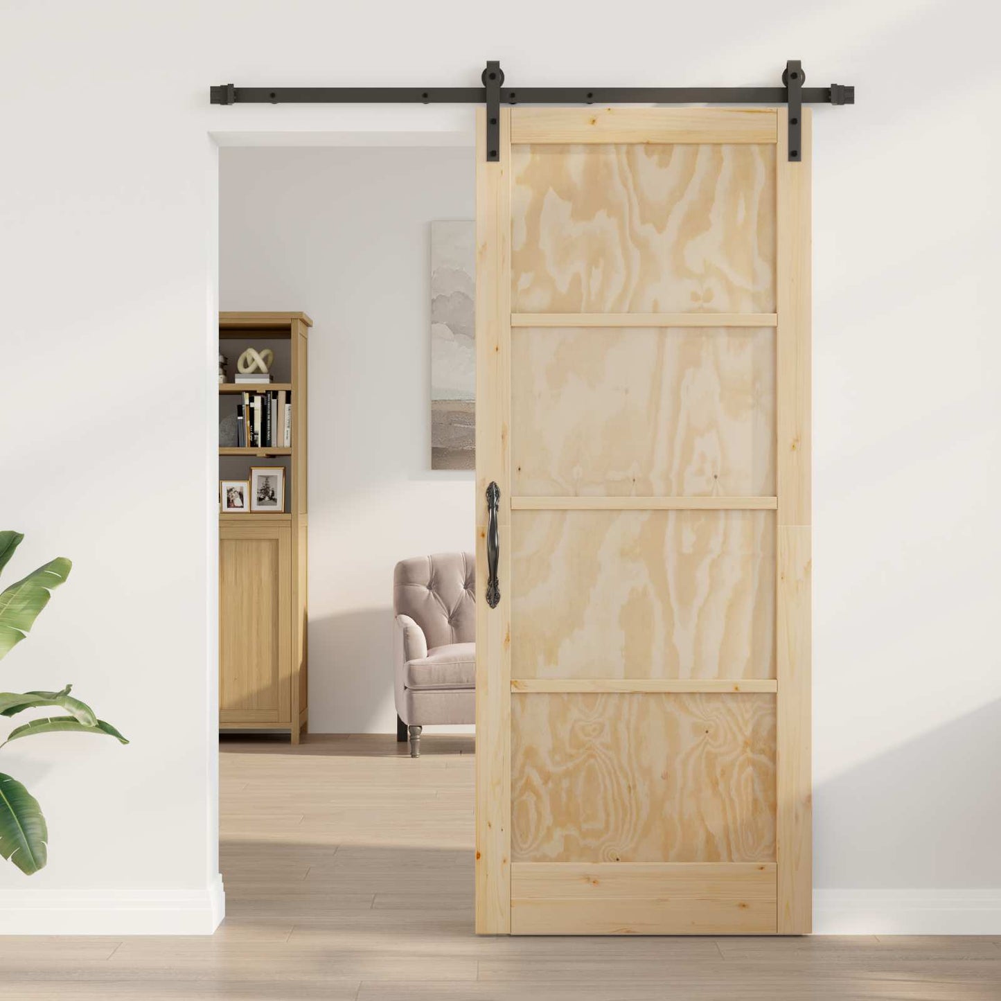 Csúszó ajtó Természetes 86 x 211 cm Tömör Fenyőfa