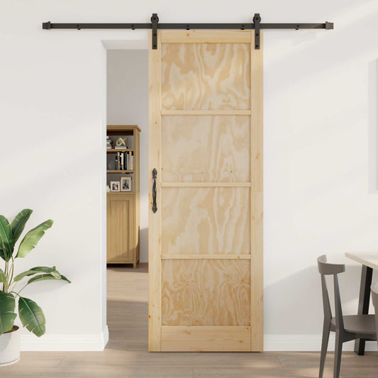 Csúszó ajtó Természetes 83 x 232 cm Tömör Fenyőfa
