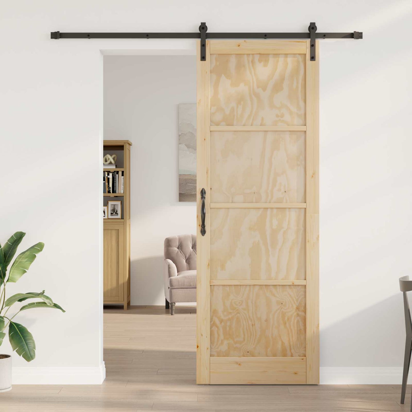 Csúszó ajtó Természetes 83 x 232 cm Tömör Fenyőfa