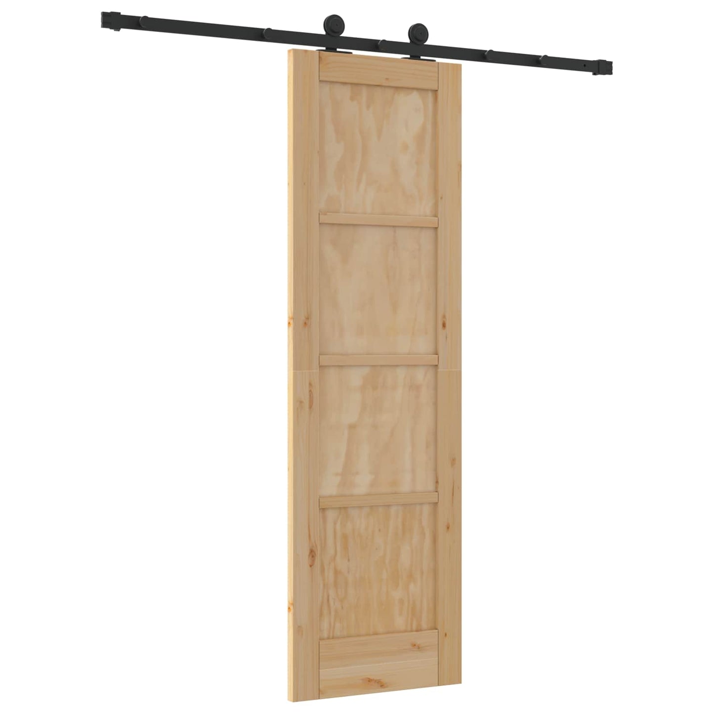 Csúszó ajtó Természetes és Fekete 61 x 198,5 cm Tömör Fenyőfa