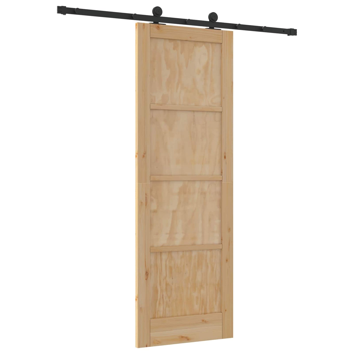 Csúszó ajtó Természetes és Fekete 73,5 x 211 cm Tömör Fenyőfa