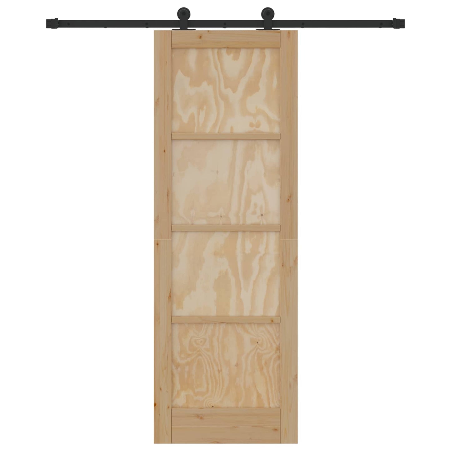 Csúszó ajtó Természetes és Fekete 73,5 x 211 cm Tömör Fenyőfa