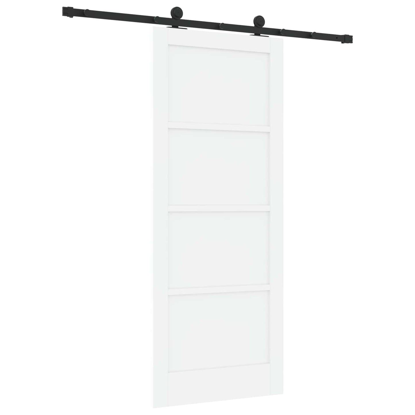 Csúszó ajtó Fehér és Fekete 83 x 202 cm Tömör Fenyőfa