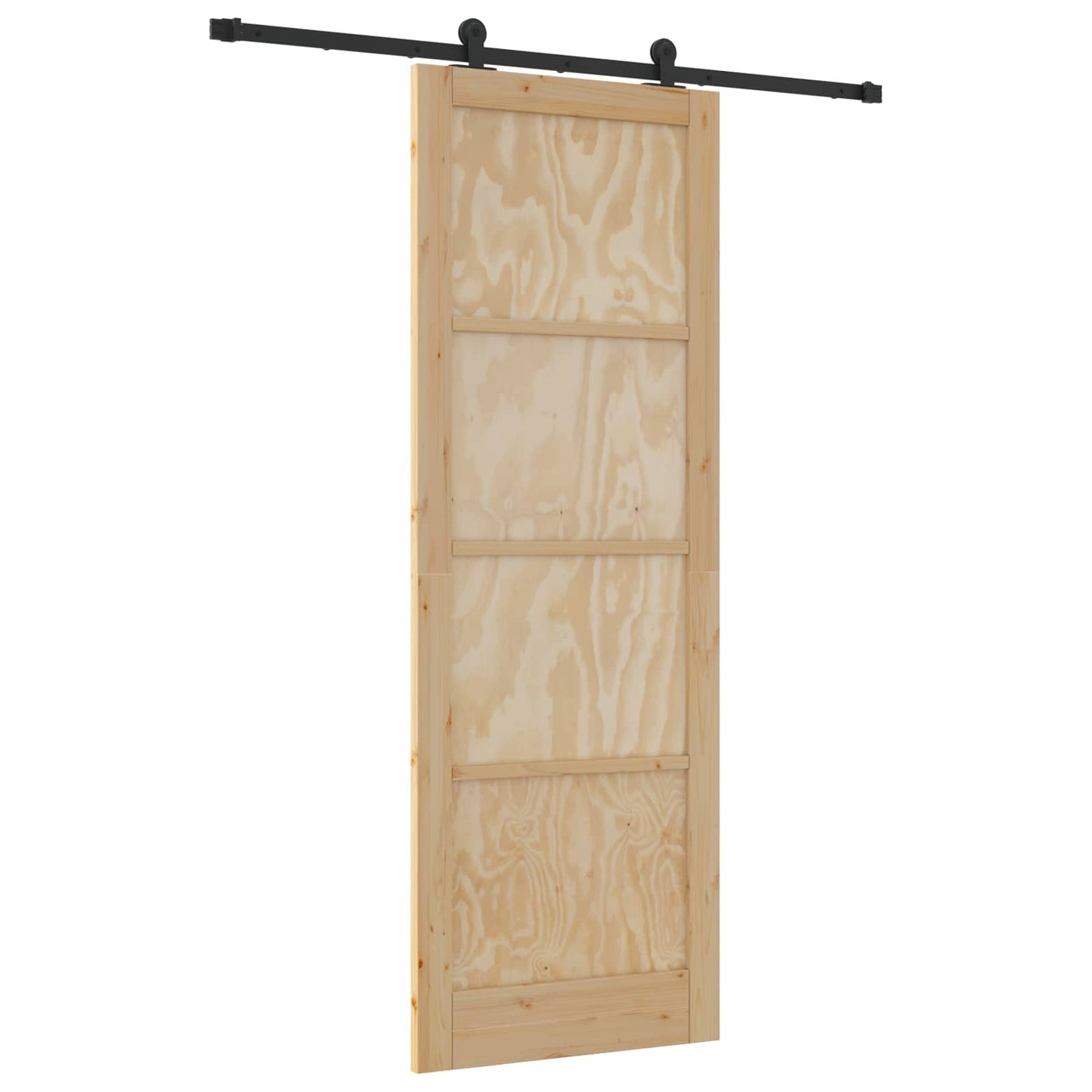 Csúszó ajtó Természetes és Fekete 83 x 232 cm Tömör Fenyőfa