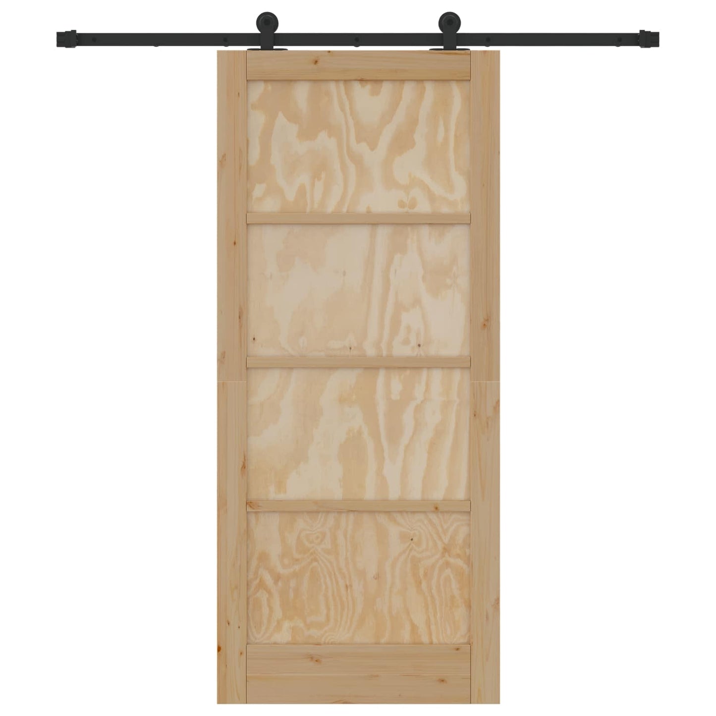 Csúszó ajtó Természetes és Fekete 86 x 198,5 cm Tömör Fenyőfa