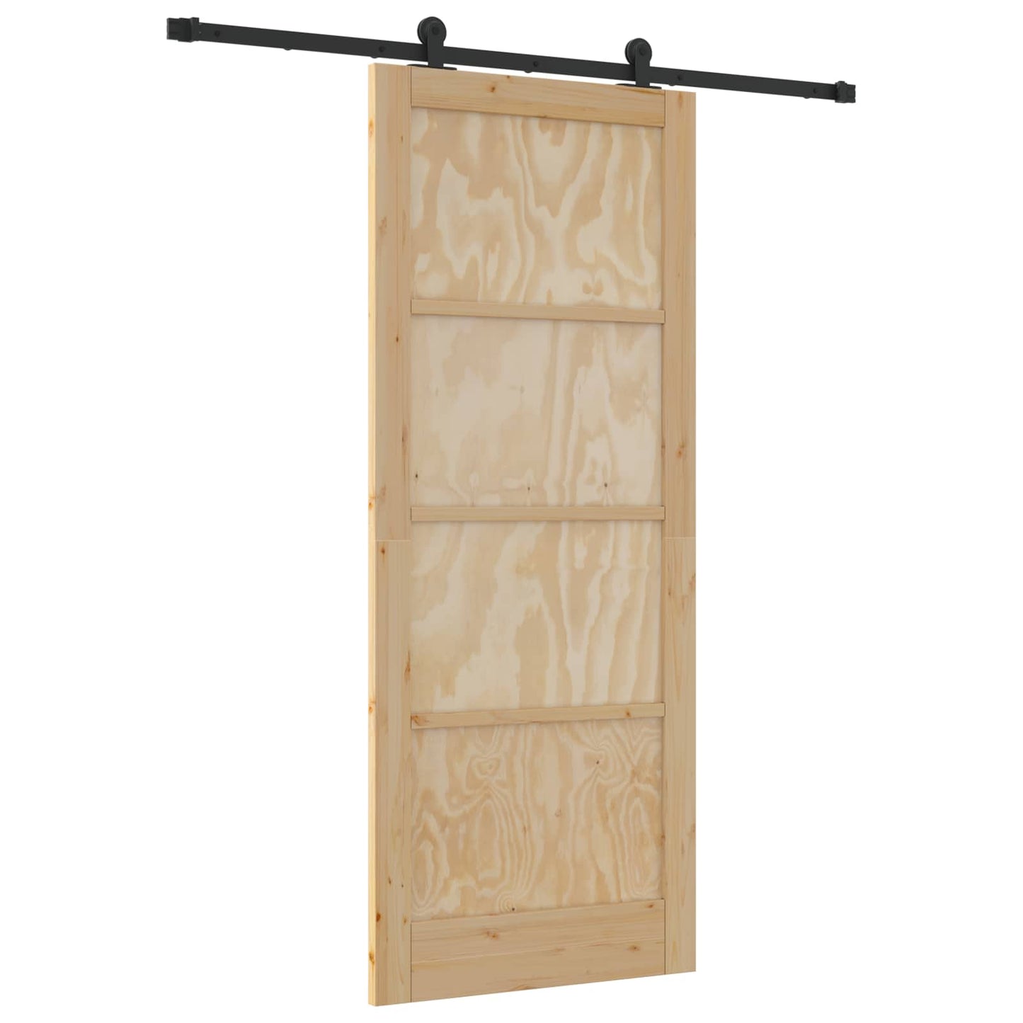 Csúszó ajtó Természetes és Fekete 86 x 211 cm Tömör Fenyőfa