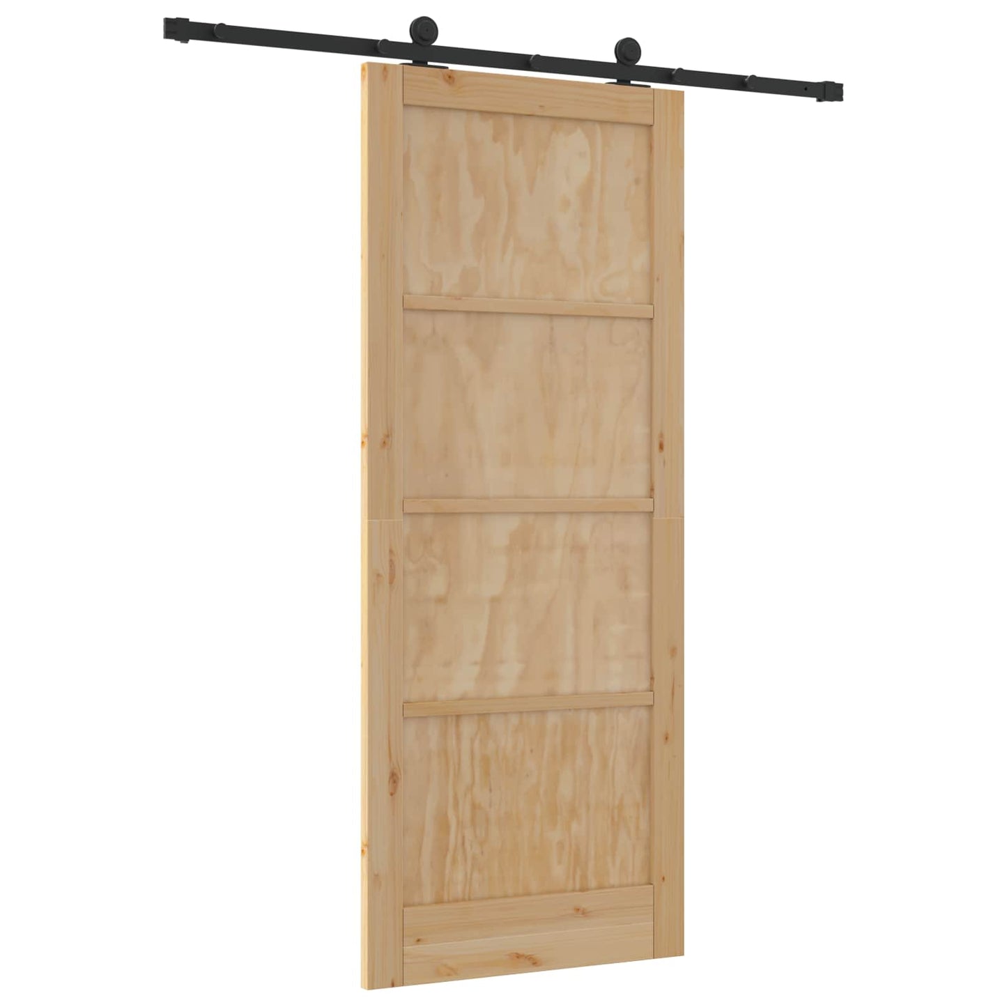 Csúszó ajtó Természetes és Fekete 86 x 211 cm Tömör Fenyőfa