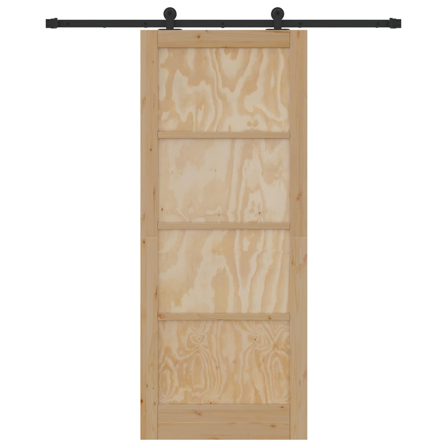 Csúszó ajtó Természetes és Fekete 86 x 211 cm Tömör Fenyőfa