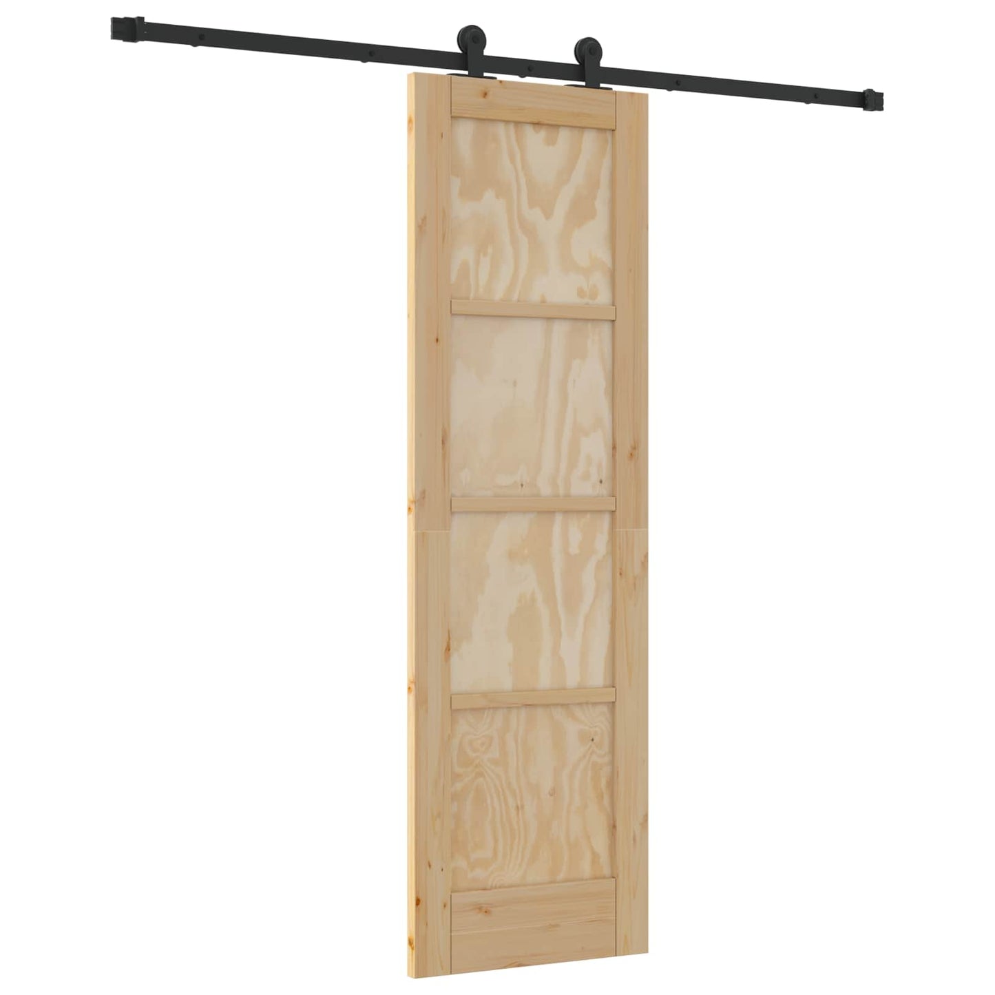 Csúszó ajtó Természetes és Fekete 61 x 198,5 cm Tömör Fenyőfa