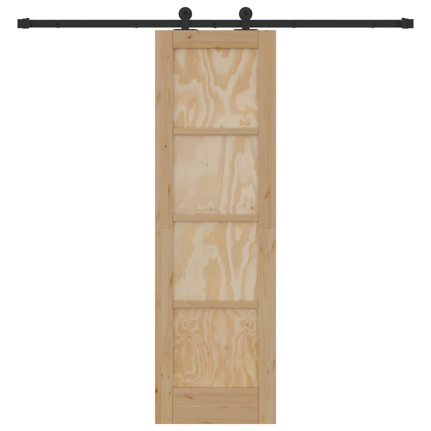 Csúszó ajtó Természetes és Fekete 61 x 198,5 cm Tömör Fenyőfa