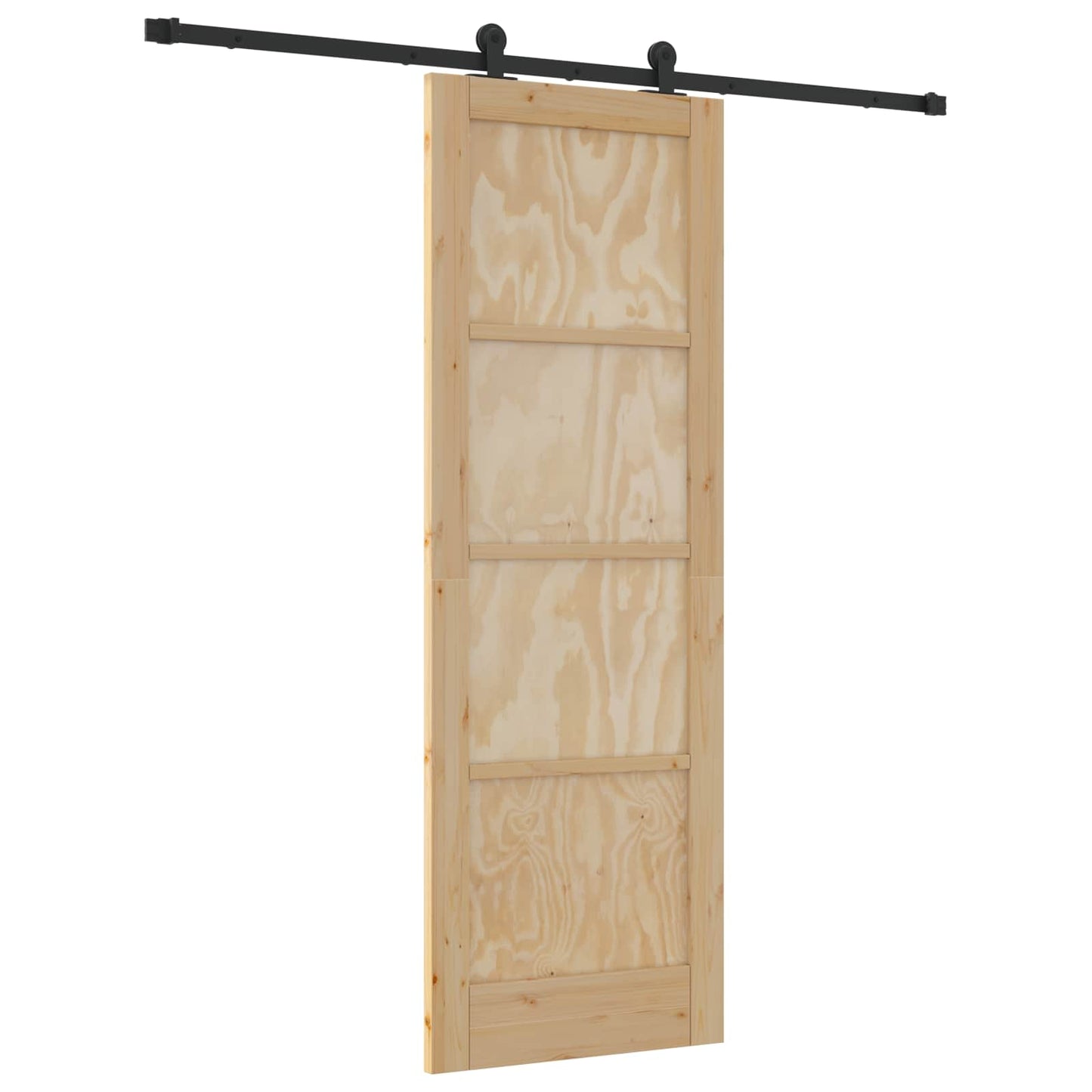 Csúszó ajtó Természetes és Fekete 73,5 x 211 cm Tömör Fenyőfa