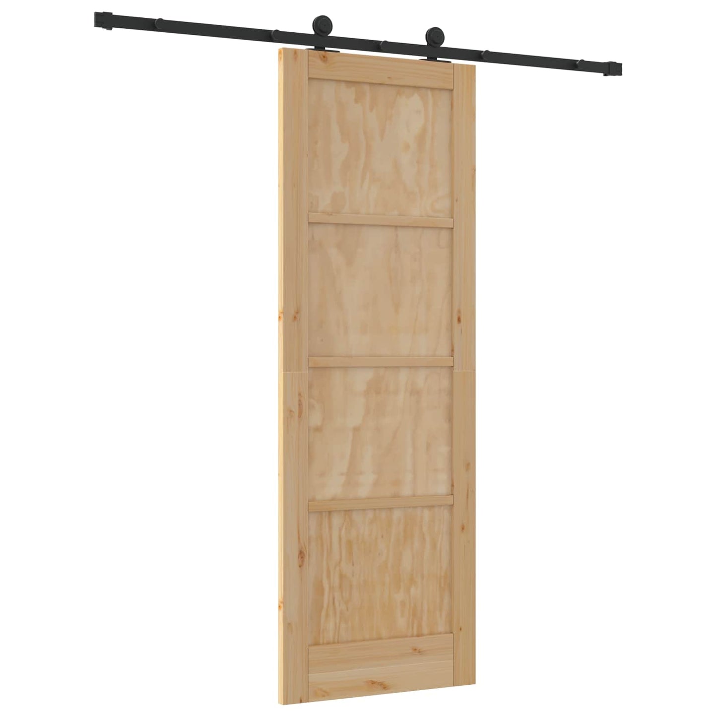 Csúszó ajtó Természetes és Fekete 73,5 x 211 cm Tömör Fenyőfa