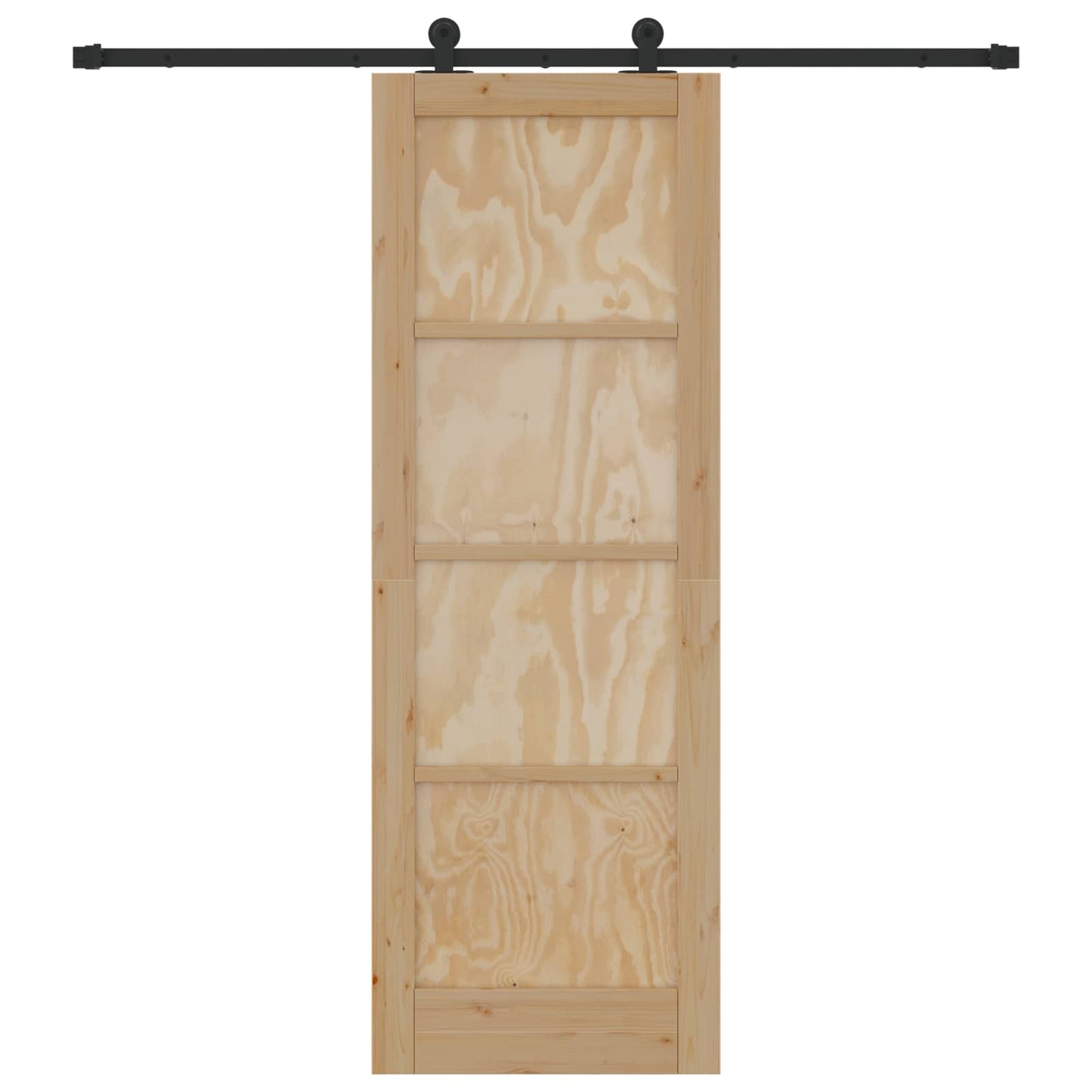 Csúszó ajtó Természetes és Fekete 73,5 x 211 cm Tömör Fenyőfa