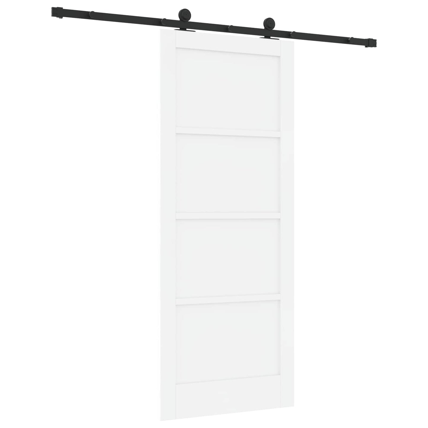 Csúszó ajtó Fehér és Fekete 83 x 202 cm Tömör Fenyőfa