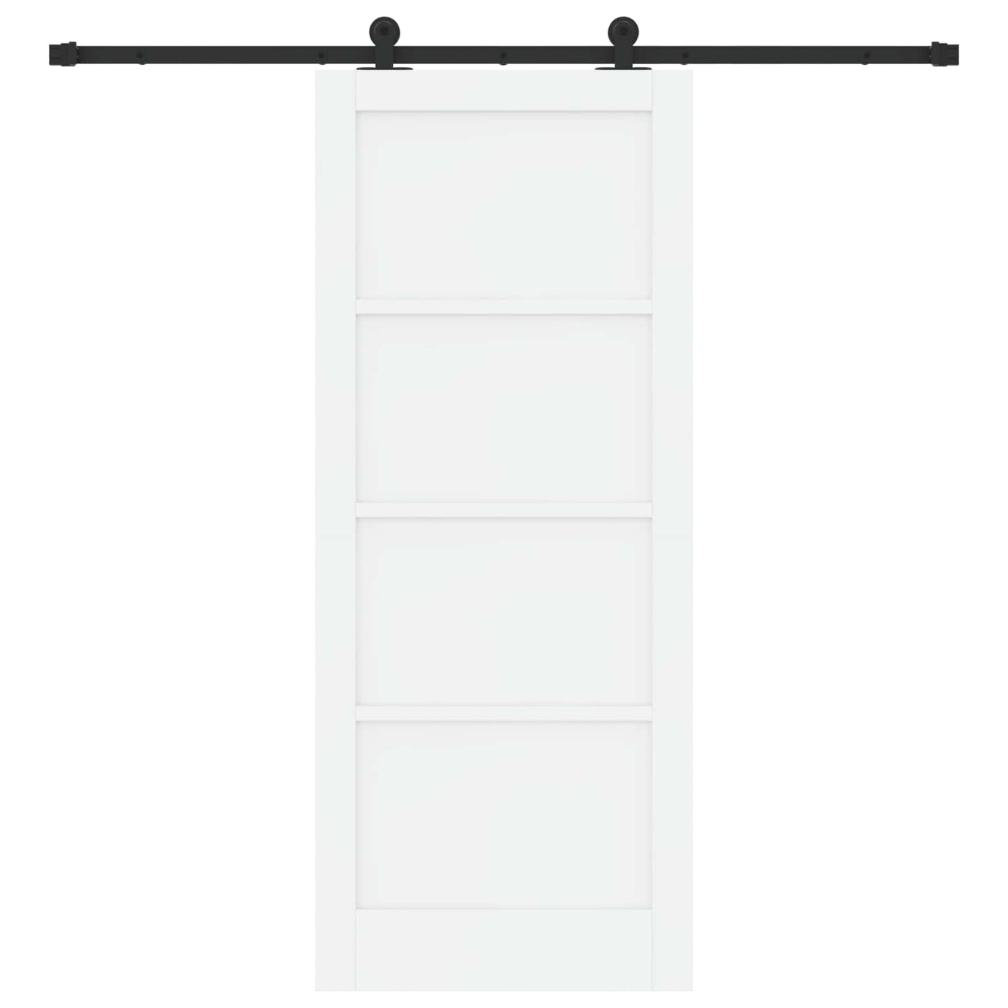 Csúszó ajtó Fehér és Fekete 83 x 202 cm Tömör Fenyőfa