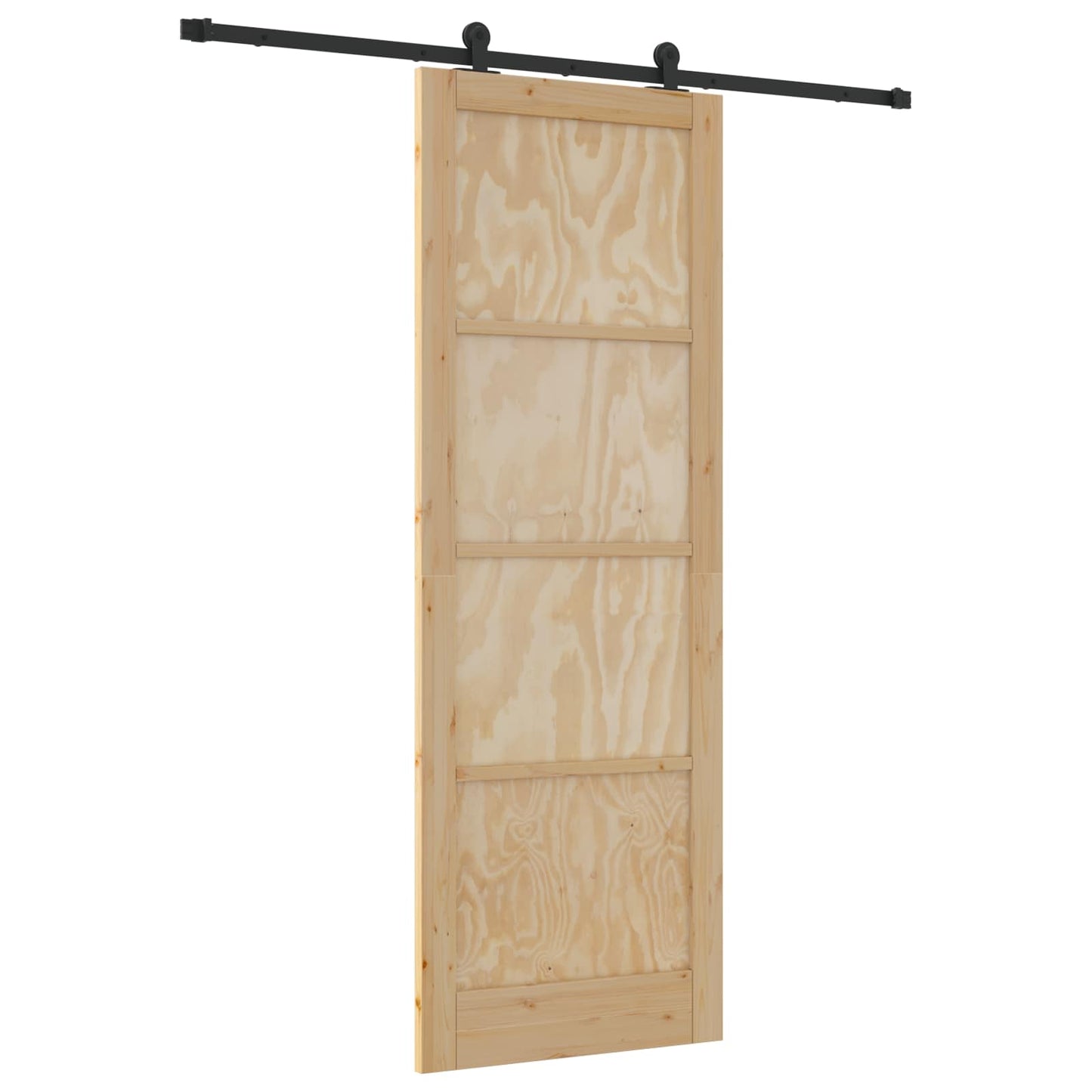 Csúszó ajtó Természetes és Fekete 83 x 232 cm Tömör Fenyőfa