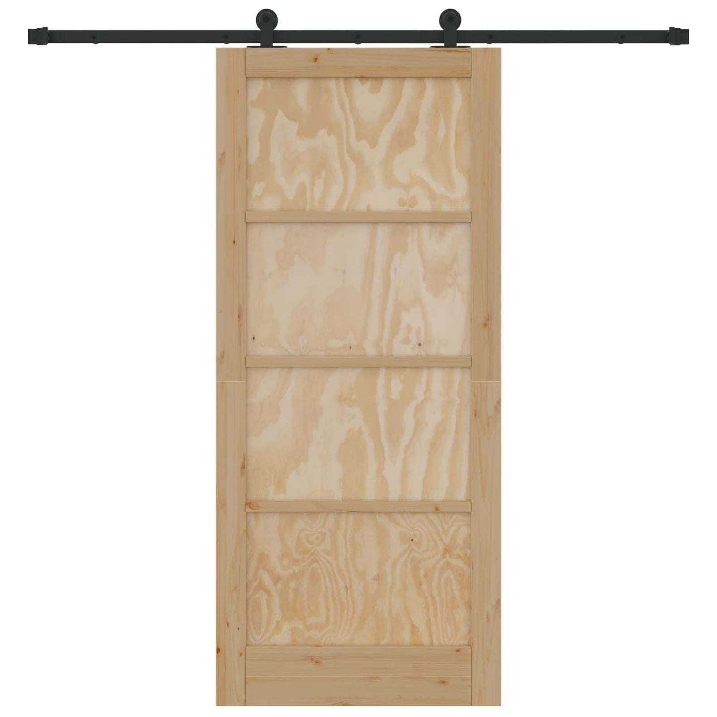 Csúszó ajtó Természetes és Fekete 86 x 198,5 cm Tömör Fenyőfa