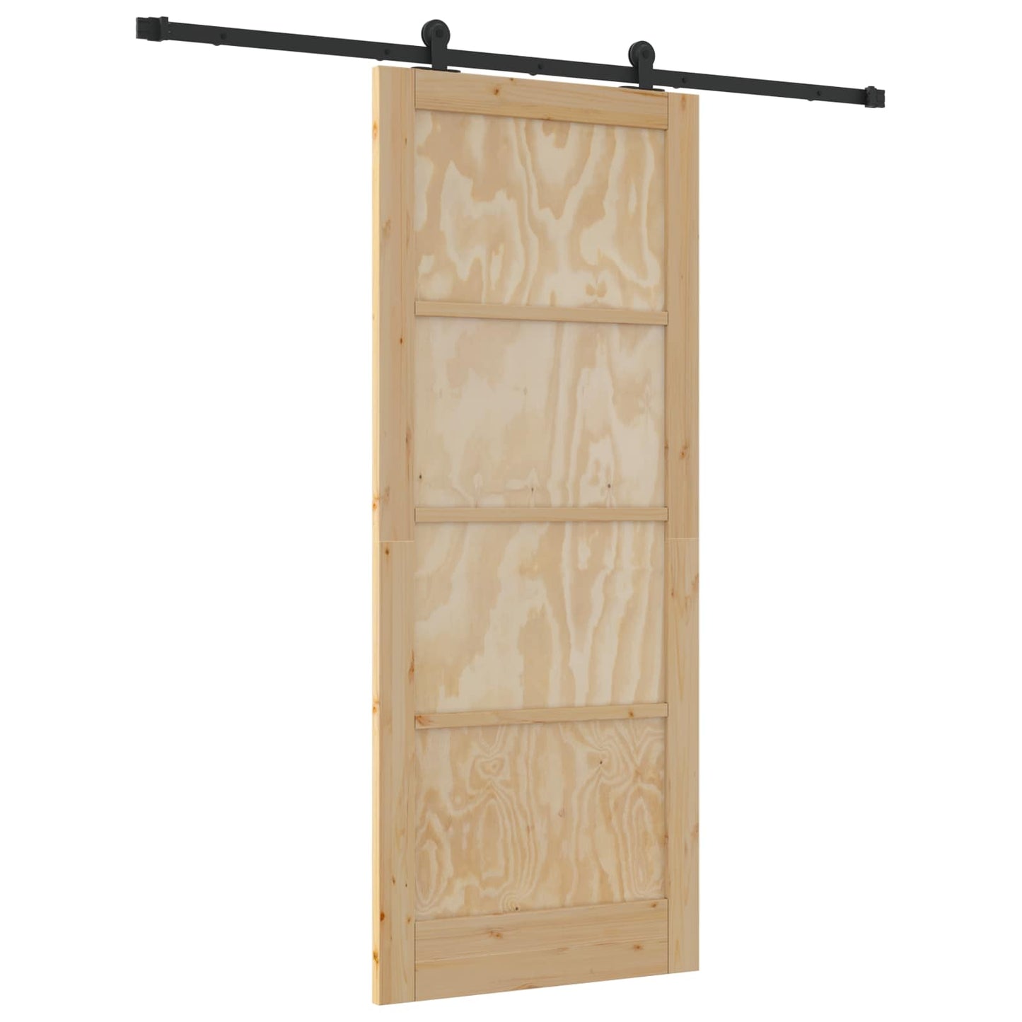 Csúszó ajtó Természetes és Fekete 86 x 211 cm Tömör Fenyőfa