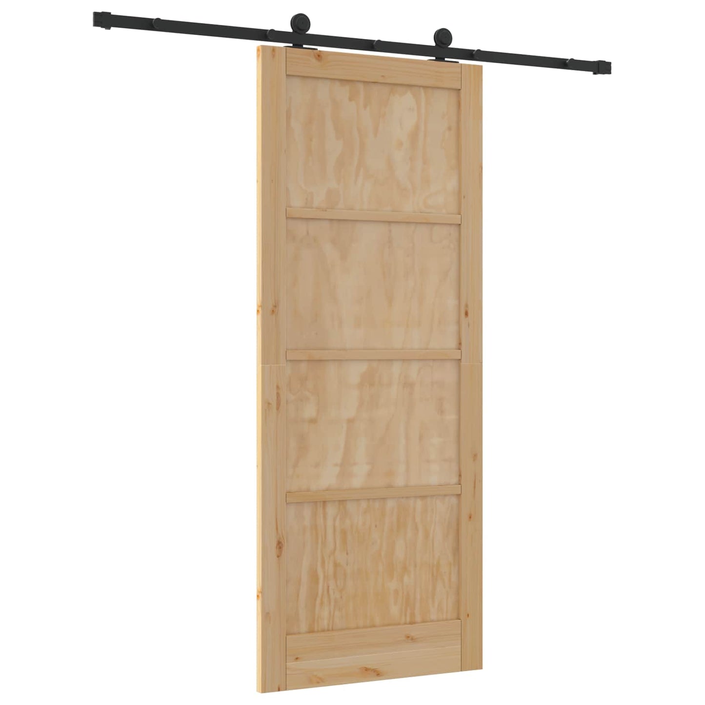 Csúszó ajtó Természetes és Fekete 86 x 211 cm Tömör Fenyőfa