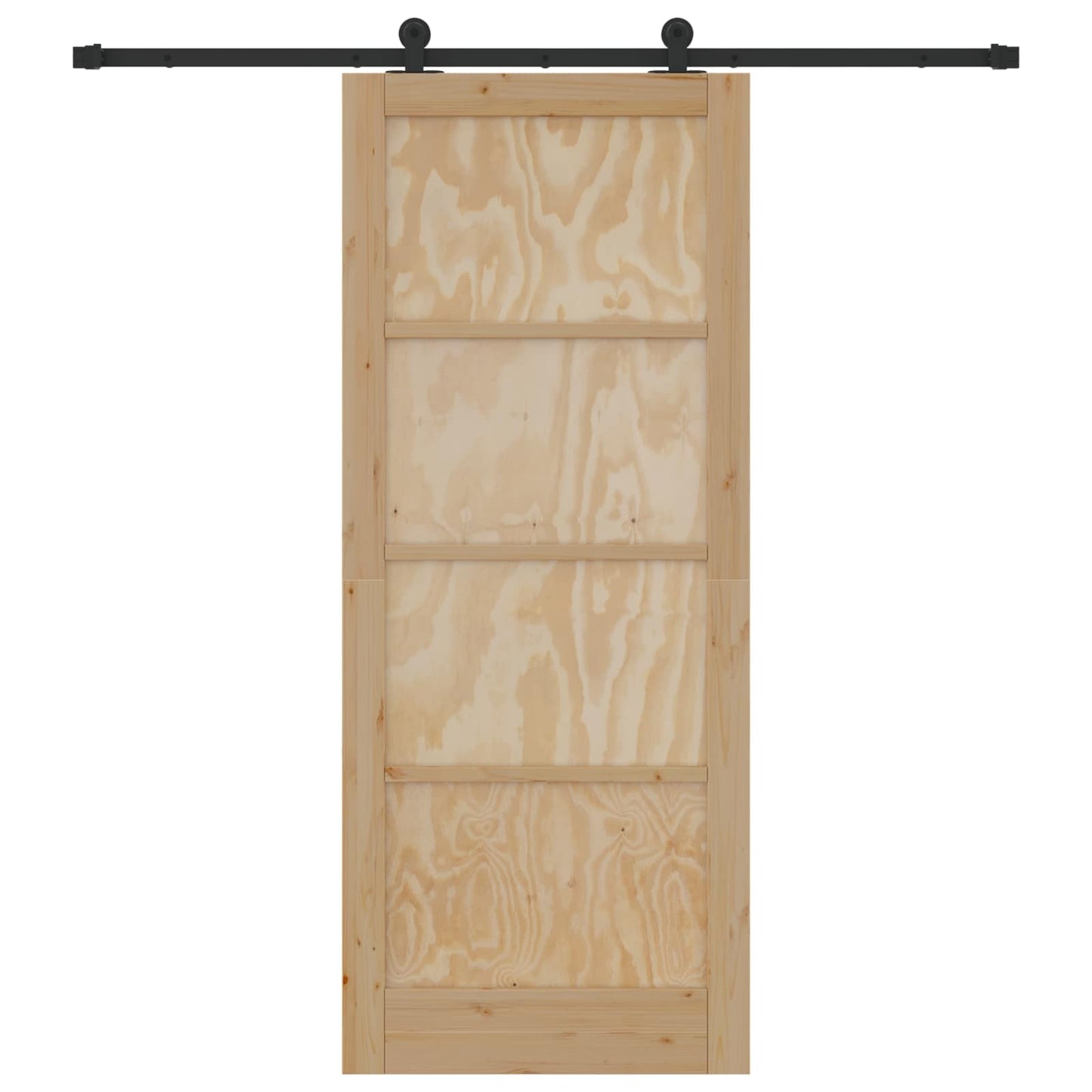Csúszó ajtó Természetes és Fekete 86 x 211 cm Tömör Fenyőfa