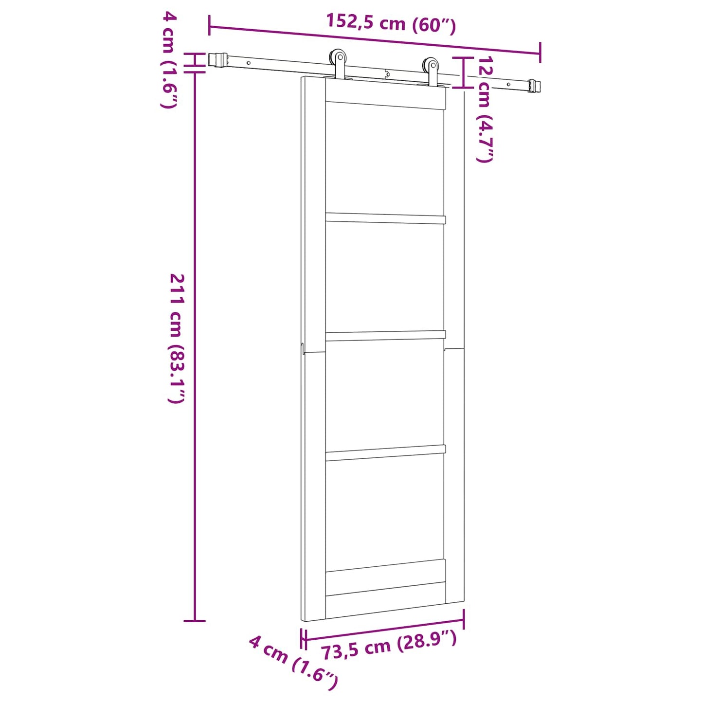 Csúszó ajtó ORKDAL Természetes 73,5 x 211 cm Tömör Fenyőfa