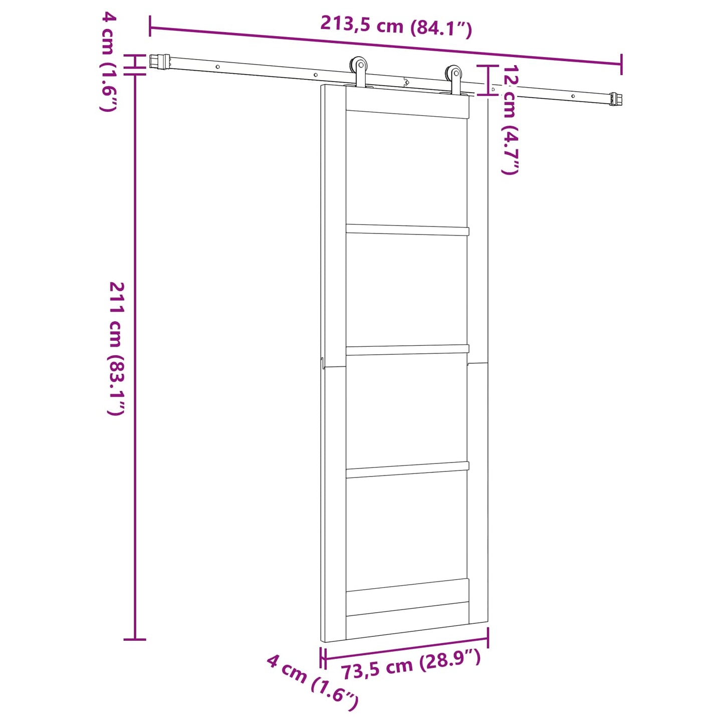 Csúszó ajtó ORKDAL Természetes 73,5 x 211 cm Tömör Fenyőfa
