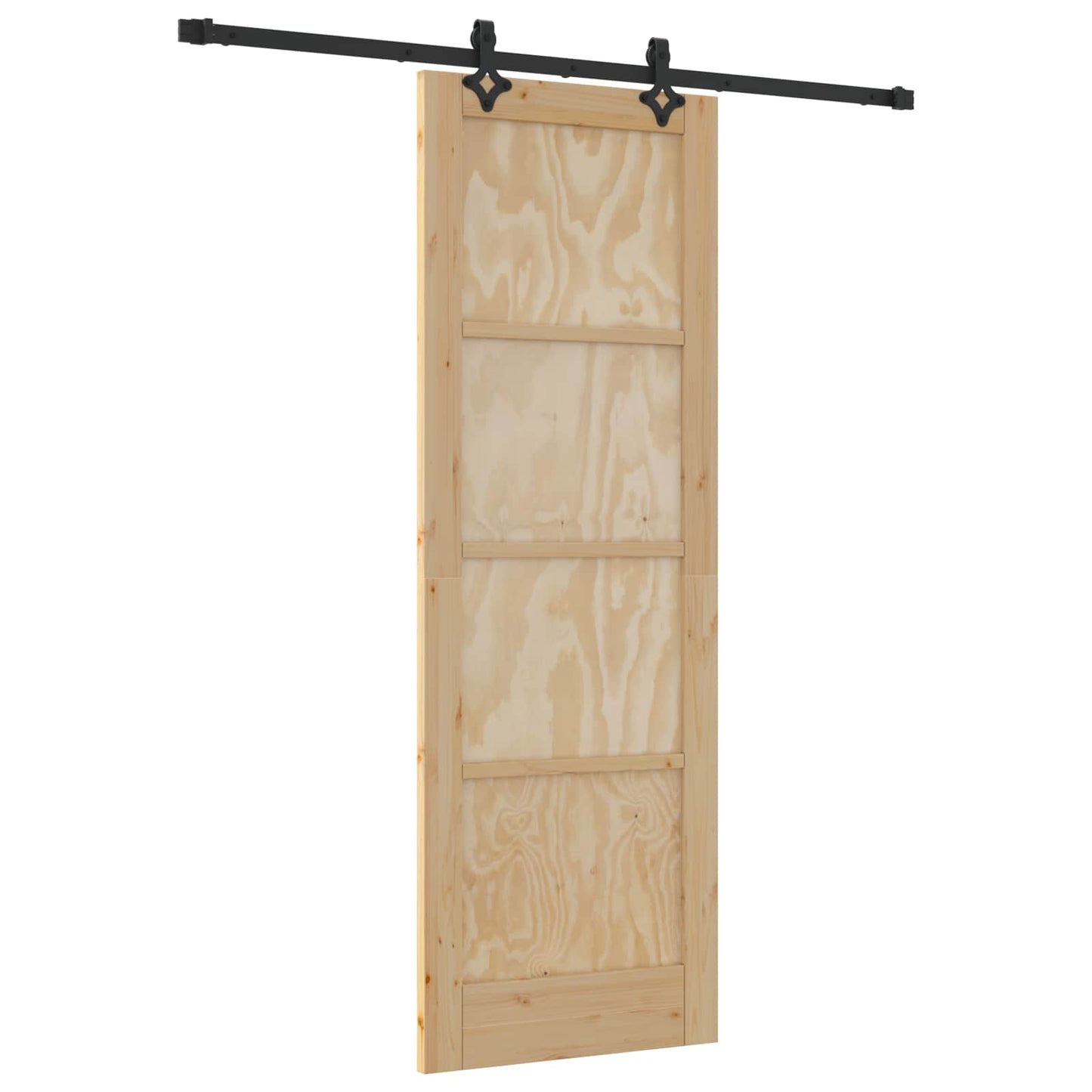 Csúszó ajtó Természetes és Fekete 73,5 x 211 cm Tömör Fenyőfa
