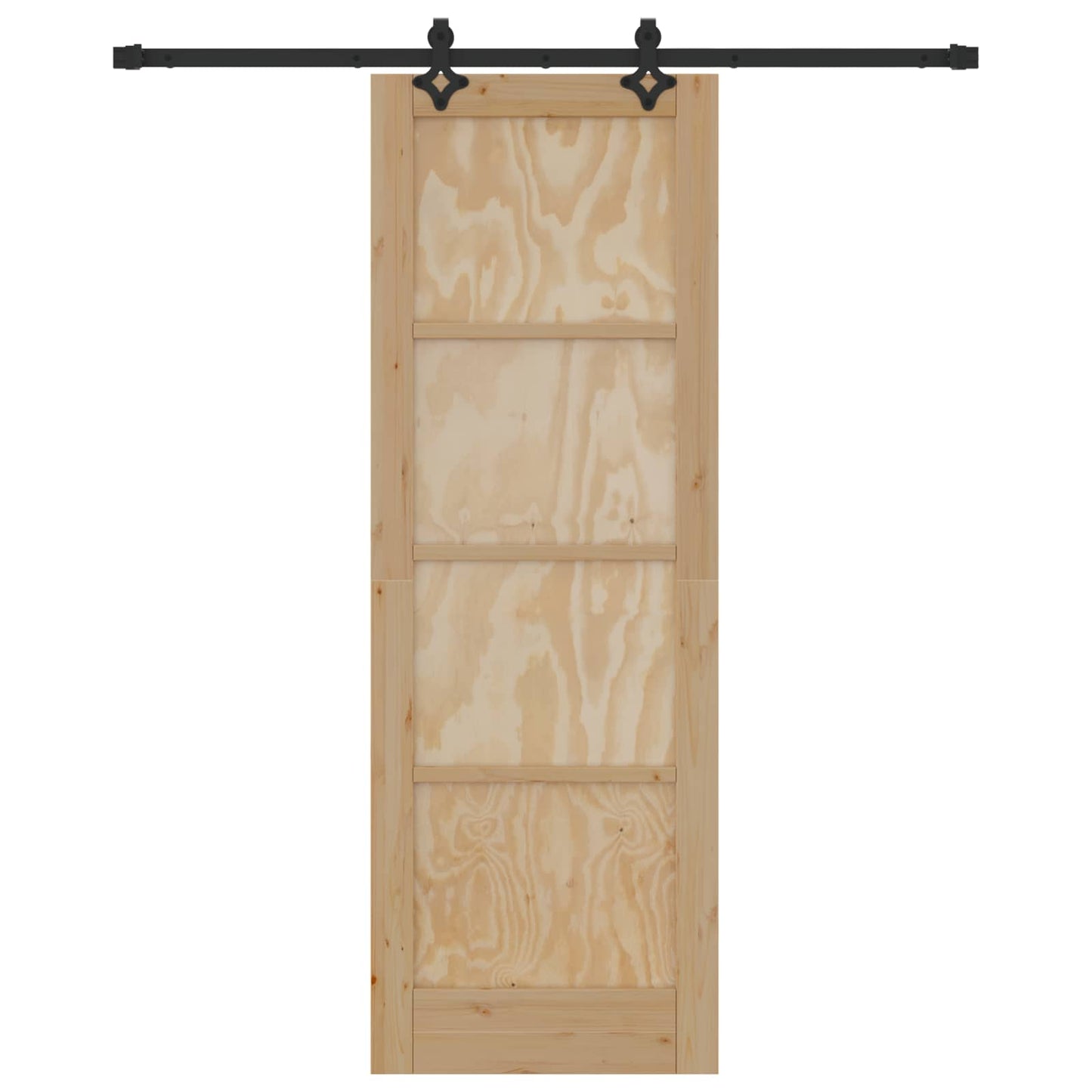 Csúszó ajtó Természetes és Fekete 73,5 x 211 cm Tömör Fenyőfa