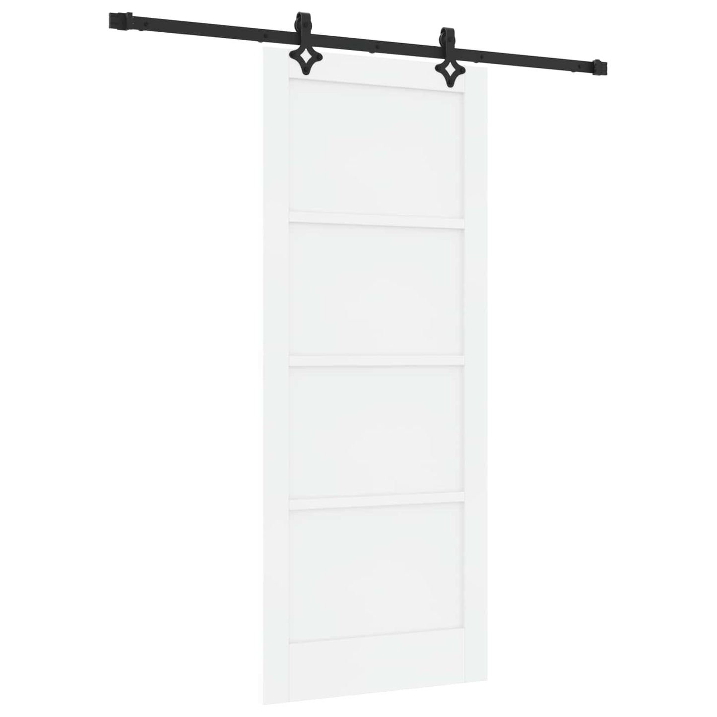 Csúszó ajtó Fehér és Fekete 83 x 202 cm Tömör Fenyőfa