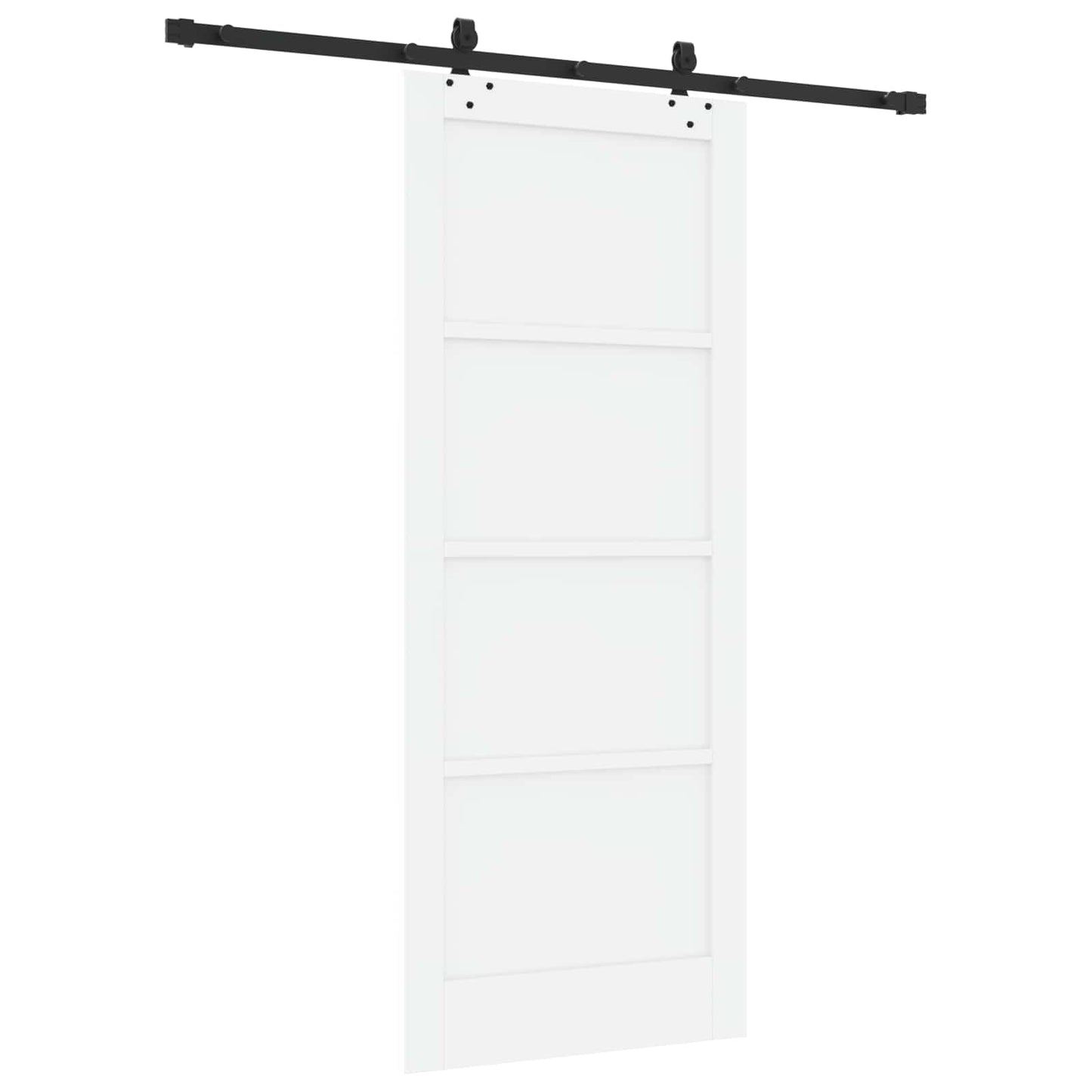 Csúszó ajtó Fehér és Fekete 83 x 202 cm Tömör Fenyőfa