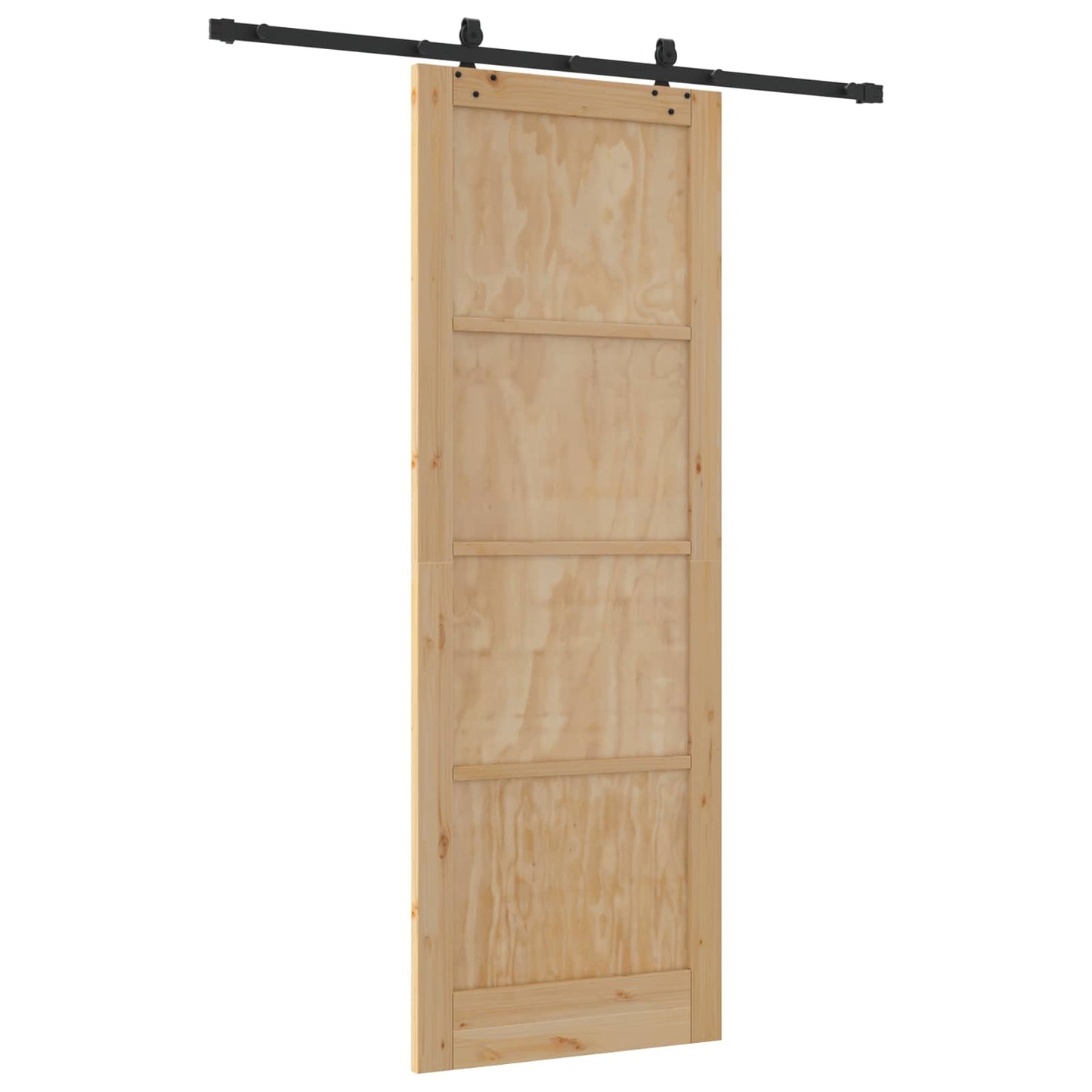 Csúszó ajtó Természetes és Fekete 83 x 232 cm Tömör Fenyőfa