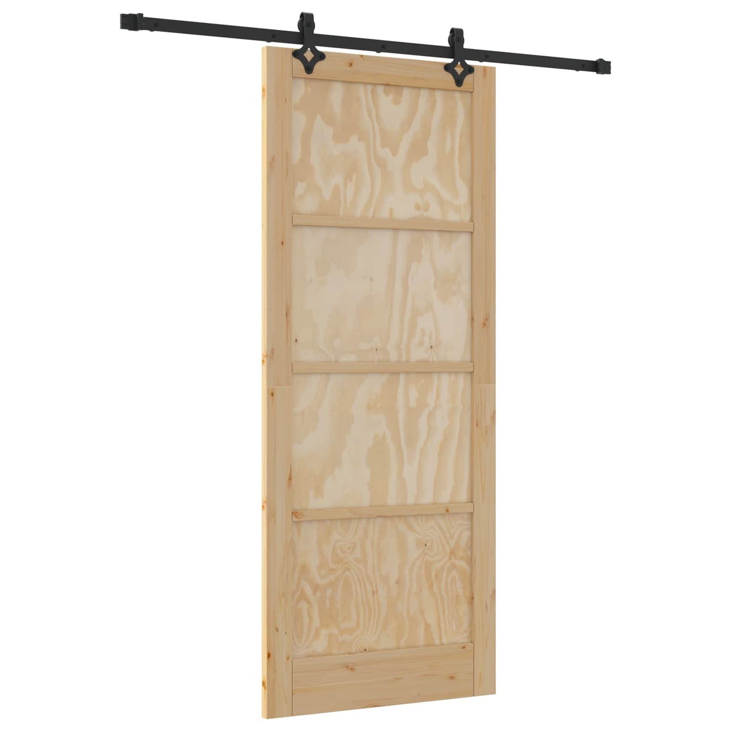 Csúszó ajtó Természetes és Fekete 86 x 211 cm Tömör Fenyőfa