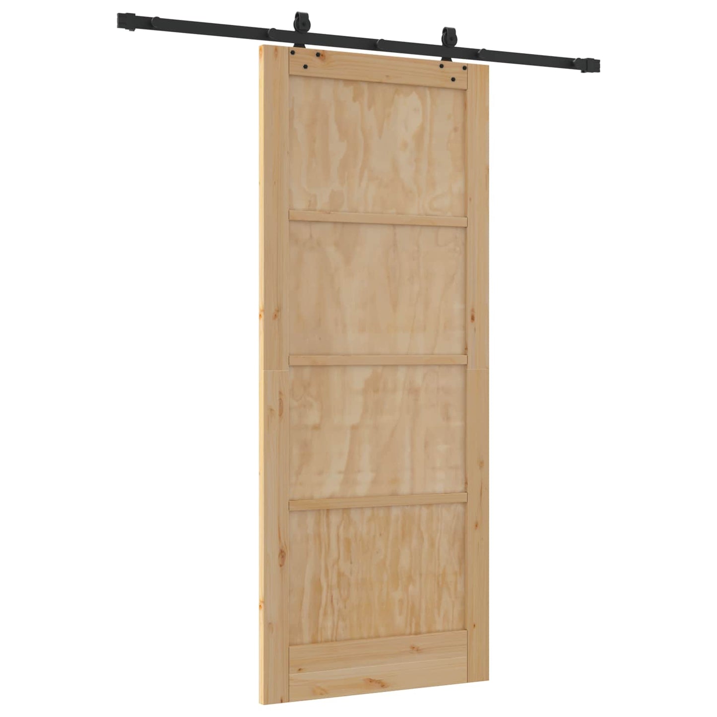 Csúszó ajtó Természetes és Fekete 86 x 211 cm Tömör Fenyőfa