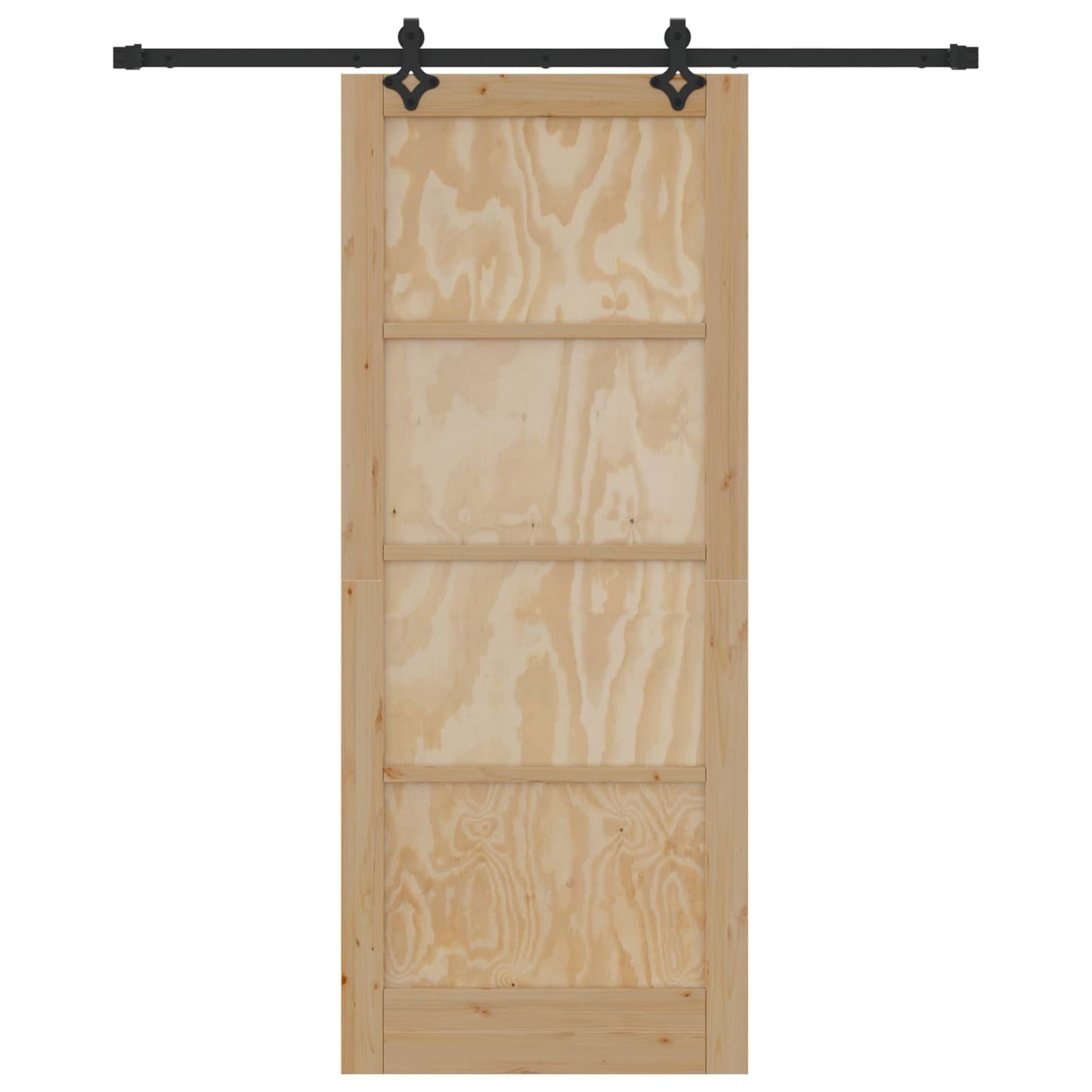Csúszó ajtó Természetes és Fekete 86 x 211 cm Tömör Fenyőfa