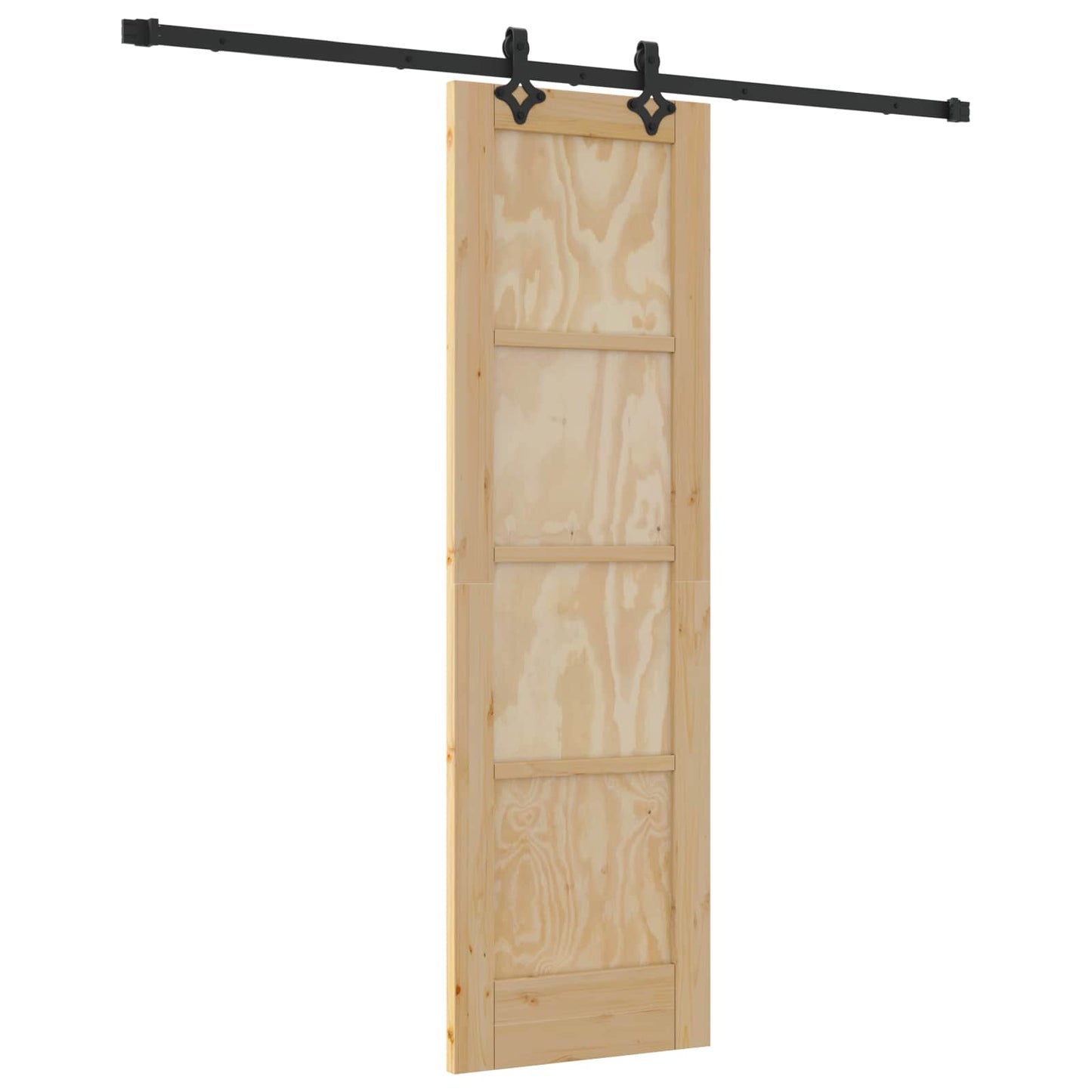Csúszó ajtó Természetes és Fekete 61 x 198,5 cm Tömör Fenyőfa
