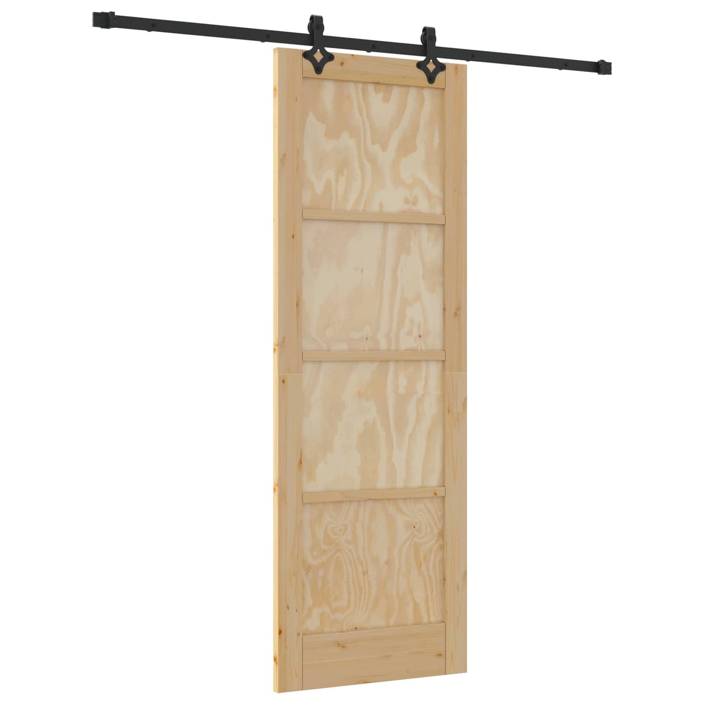 Csúszó ajtó Természetes és Fekete 73,5 x 211 cm Tömör Fenyőfa