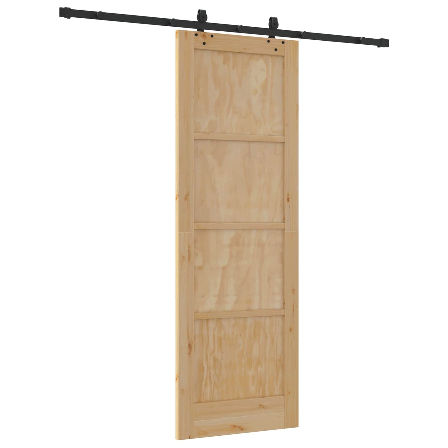Csúszó ajtó Természetes és Fekete 73,5 x 211 cm Tömör Fenyőfa
