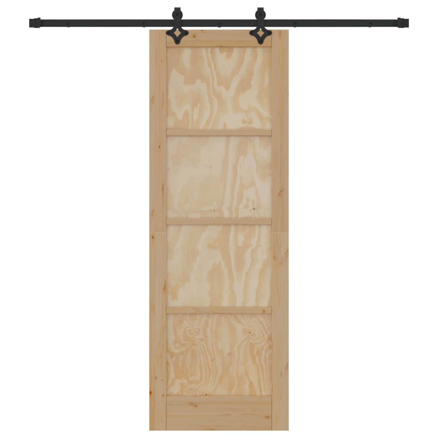 Csúszó ajtó Természetes és Fekete 73,5 x 211 cm Tömör Fenyőfa