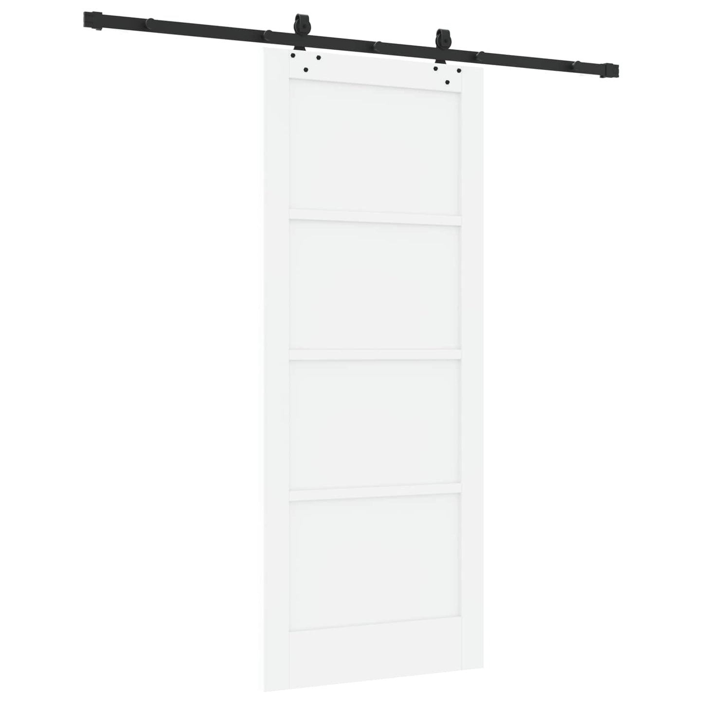 Csúszó ajtó Fehér és Fekete 83 x 202 cm Tömör Fenyőfa