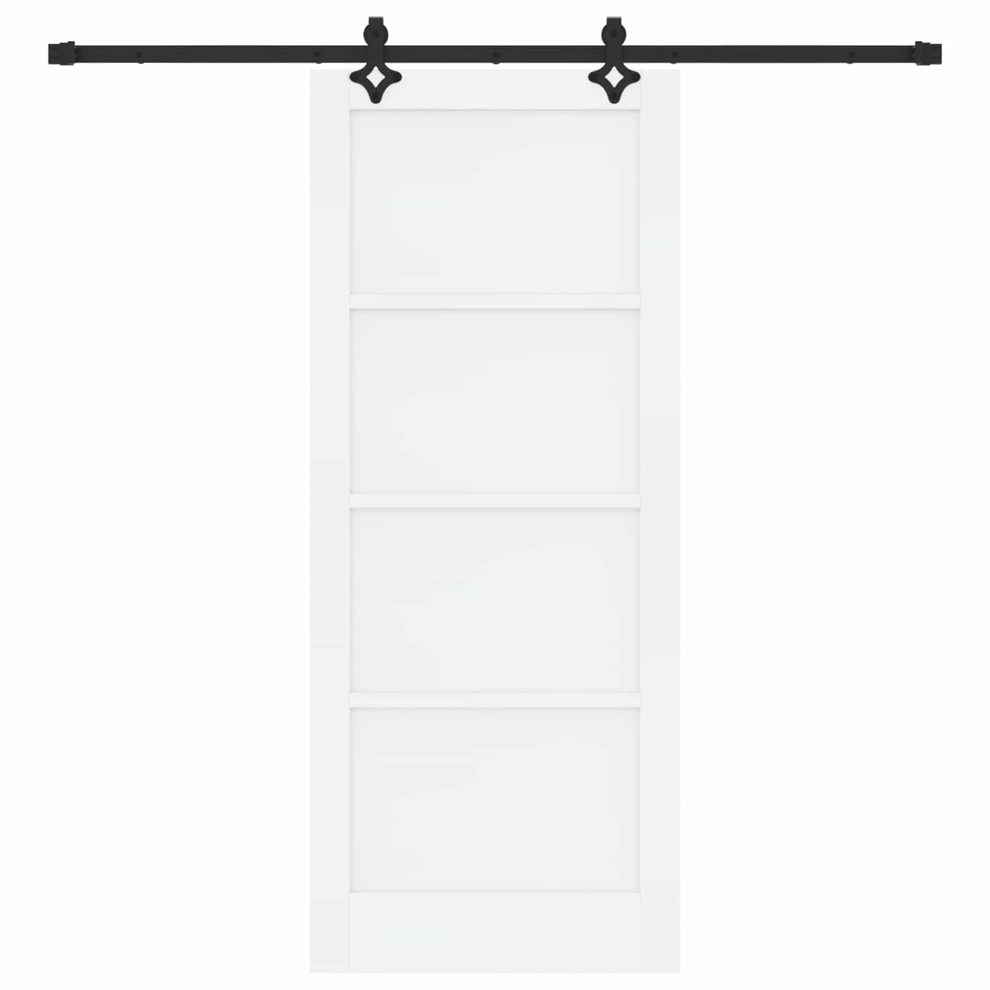 Csúszó ajtó Fehér és Fekete 83 x 202 cm Tömör Fenyőfa