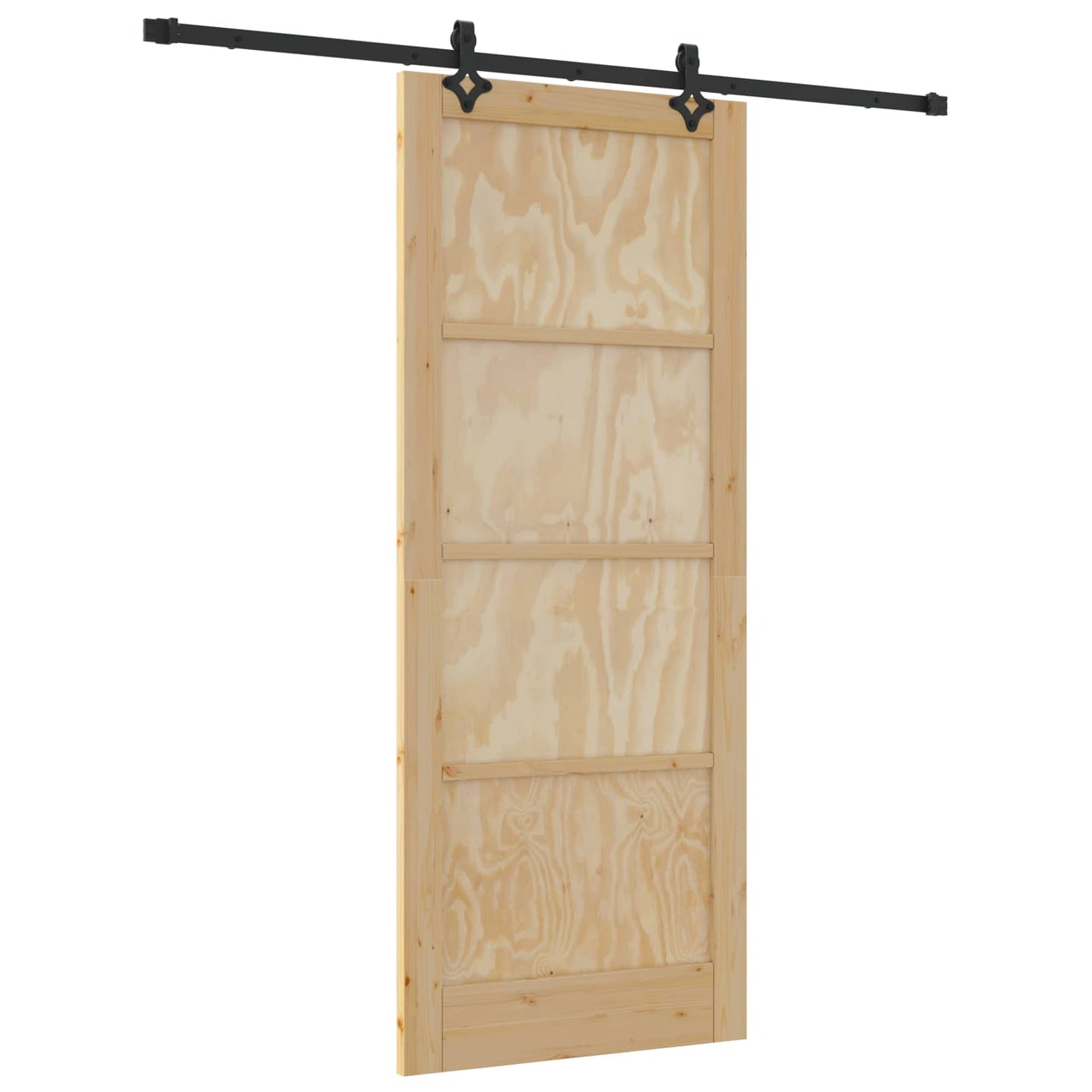 Csúszó ajtó Természetes és Fekete 86 x 211 cm Tömör Fenyőfa