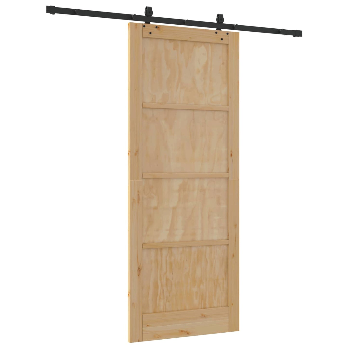 Csúszó ajtó Természetes és Fekete 86 x 211 cm Tömör Fenyőfa