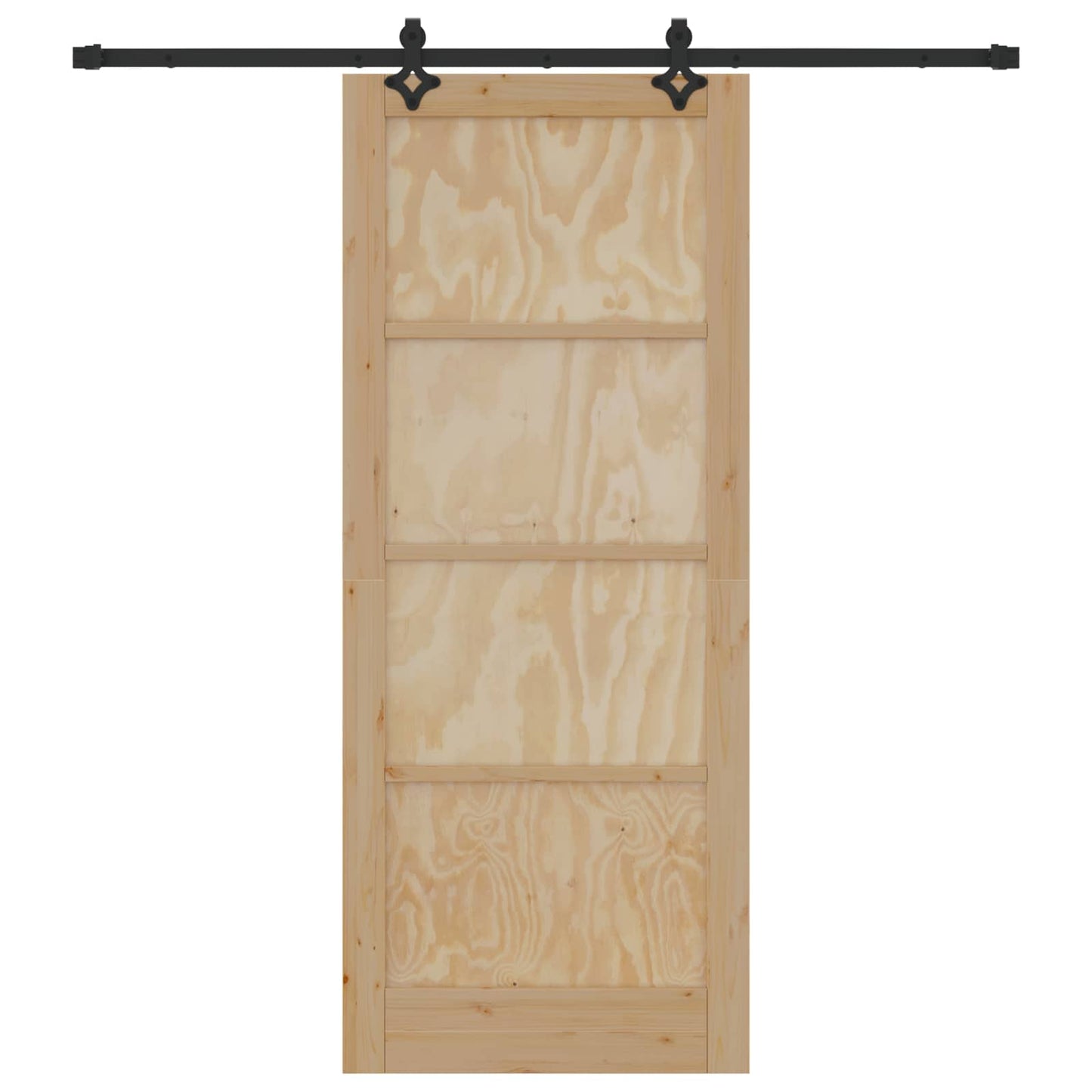 Csúszó ajtó Természetes és Fekete 86 x 211 cm Tömör Fenyőfa