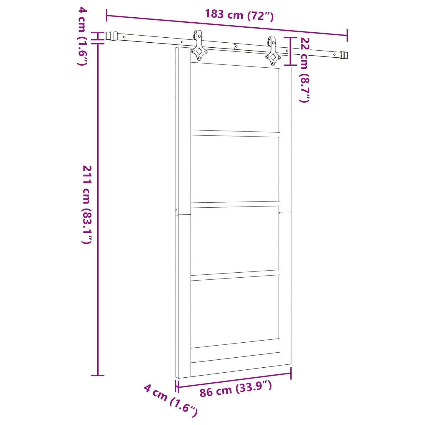 Csúszó ajtó Természetes és Fehér 86 x 211 cm Tömör Fenyőfa
